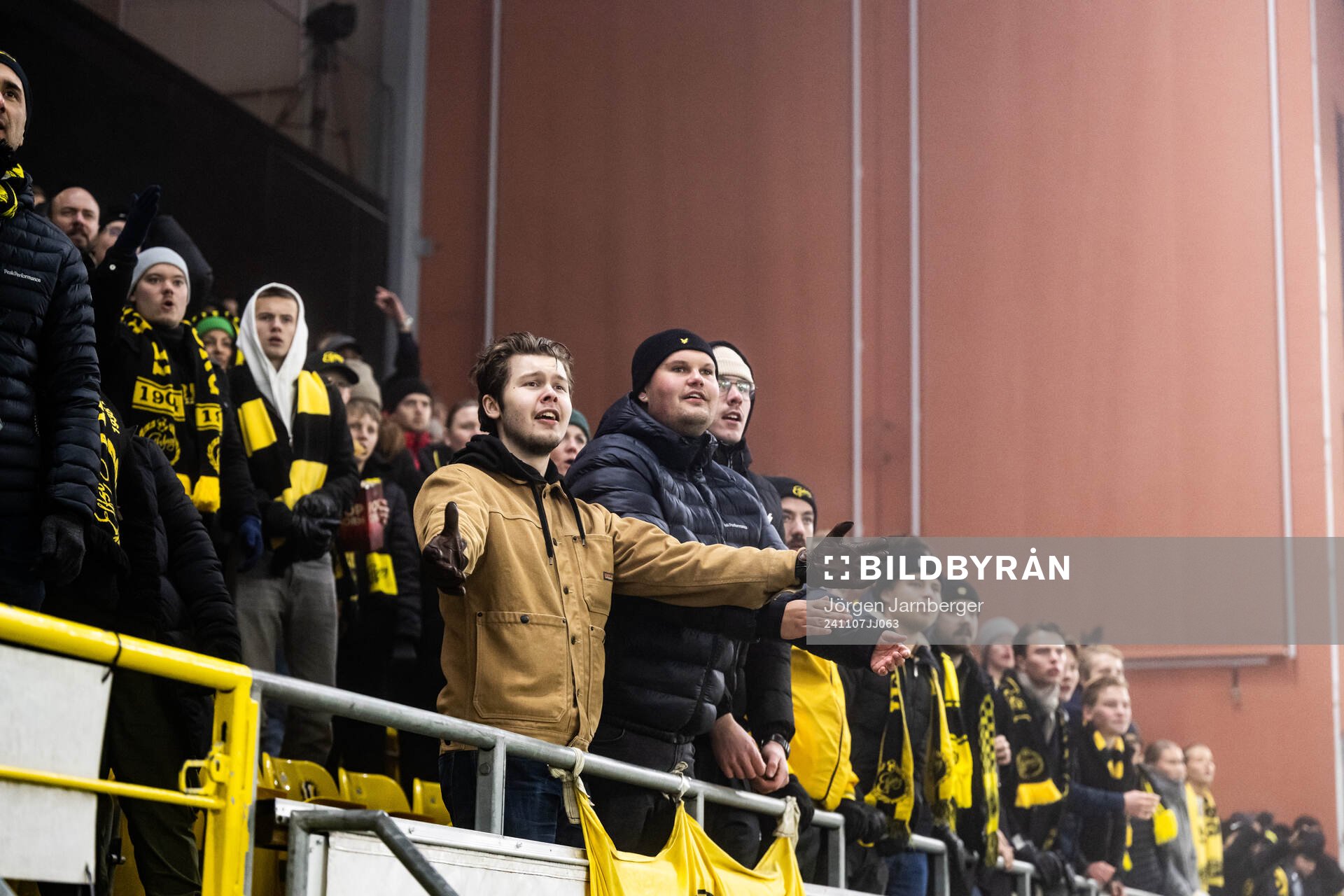 Supporters in the stands during the Europa League match between Elfsborg and Braga on November 7, 2024 in Borås. 