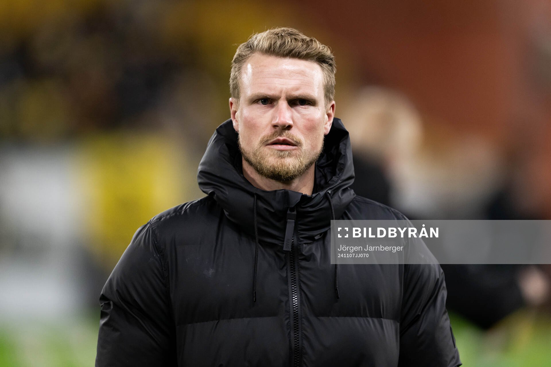 Head coach Oscar Hiljemark of Elfsborg during the Europa League match between Elfsborg and Braga on November 7, 2024 in Borås. 