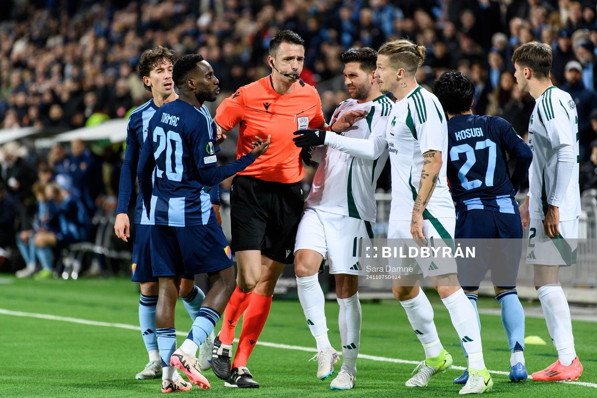 Tokmac Nguen of Djurgården, Referee Igor Pajac, Tasos