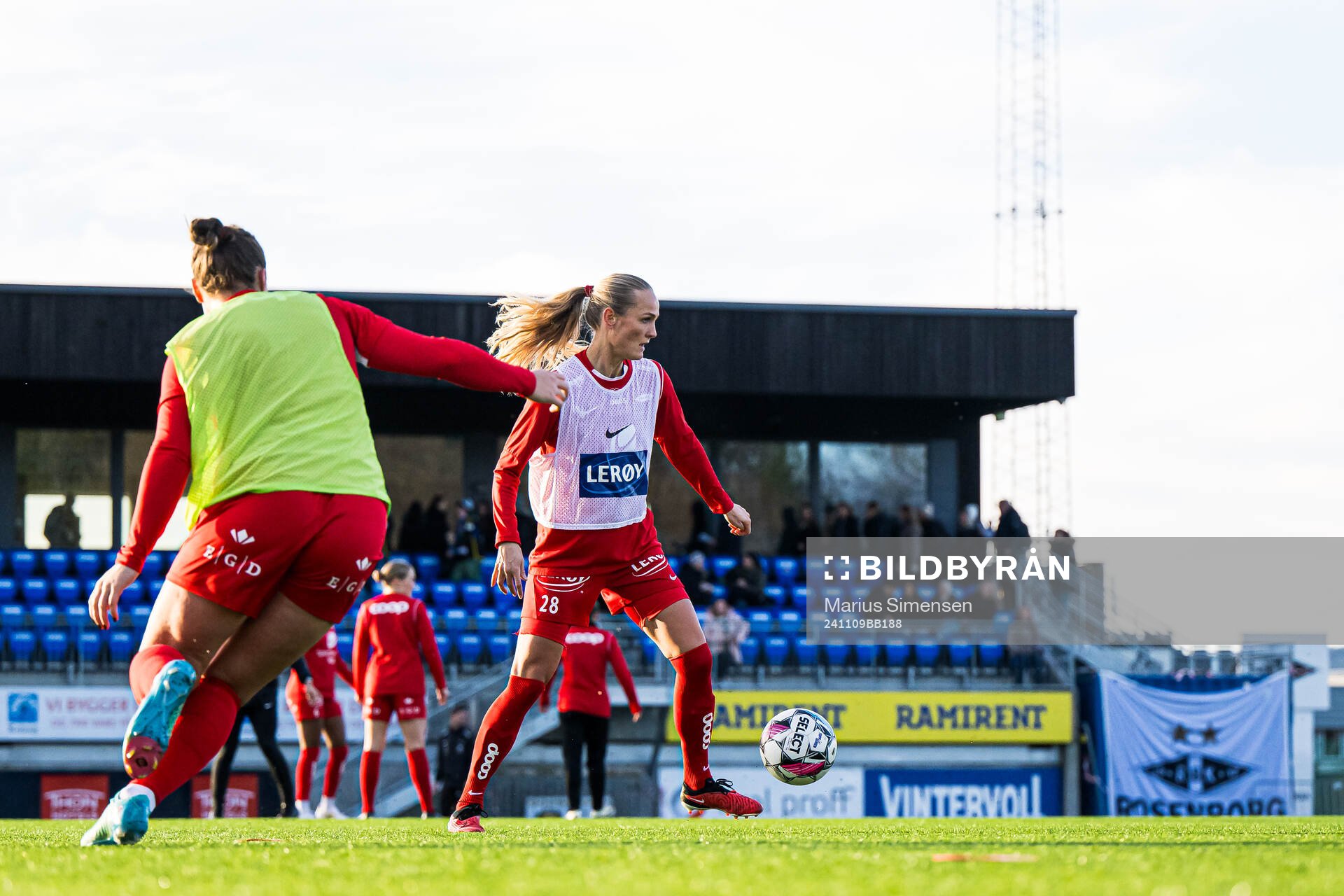 Mathilde Kruse Madsen of Brann warms up
