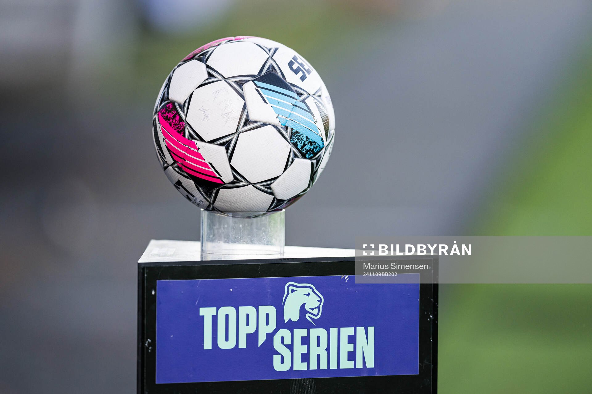 The matchball ahead of the Toppserien football match between Rosenborg and Brann on November 9, 2024 in Trondheim.