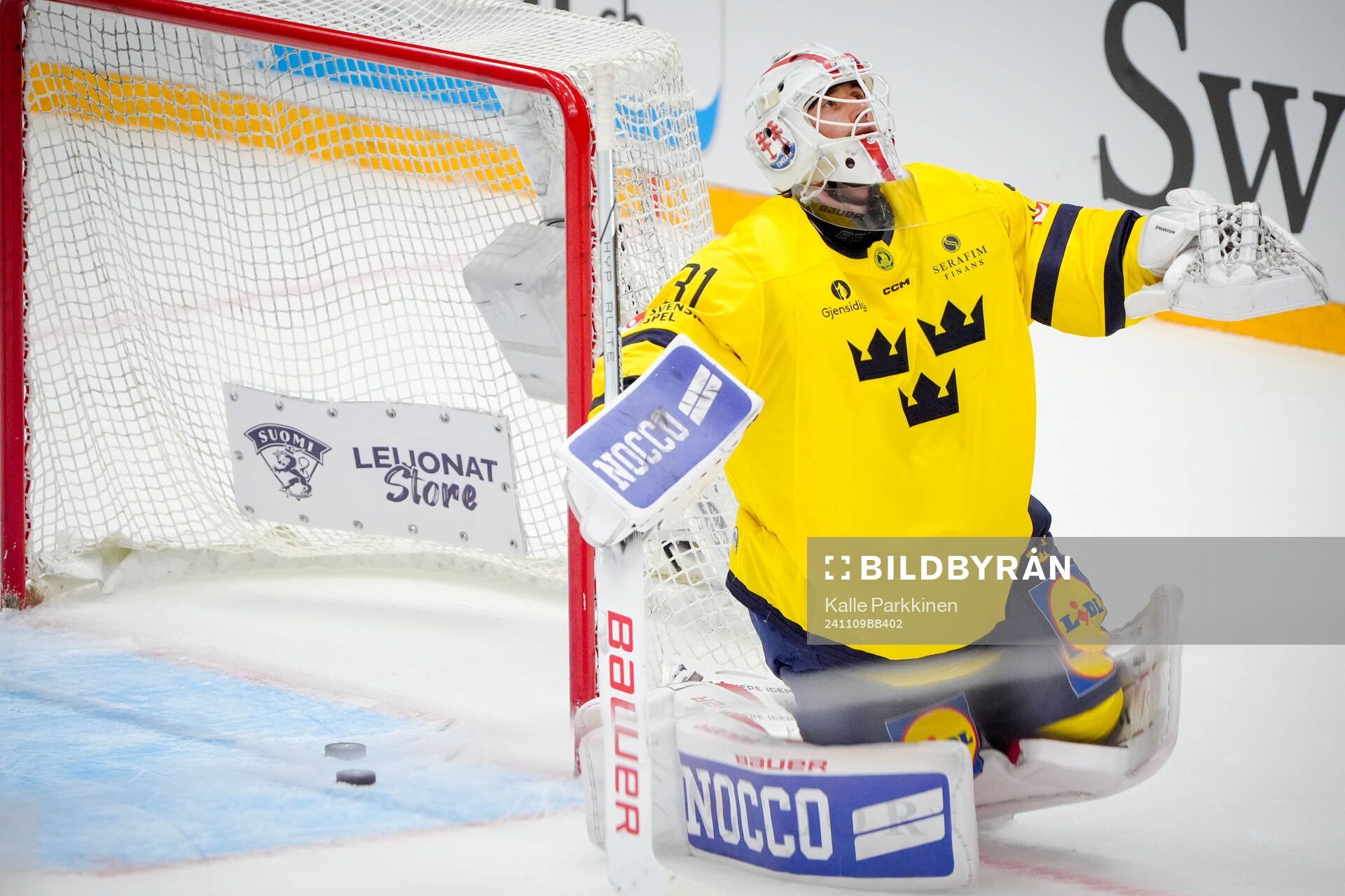 Goaltender Jacob Johansson of Sweden