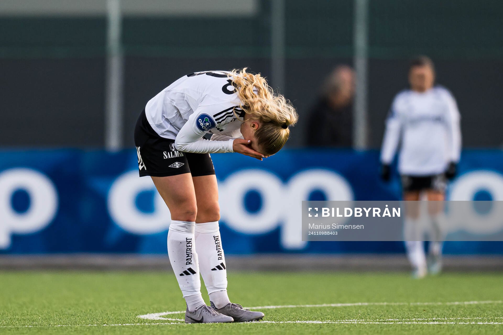 Synne Amdahl Brønstad of Rosenborg looks dejected after the Toppserien football match between Rosenborg and Brann on November 9, 2024 in Trondheim.
