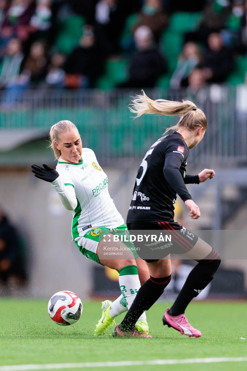 Hammarbys Cathinka Tandberg under fotbollsmatchen i Damallsvenskan mellan Hammarby och Piteå den 9 november 2024 i Stockholm. 