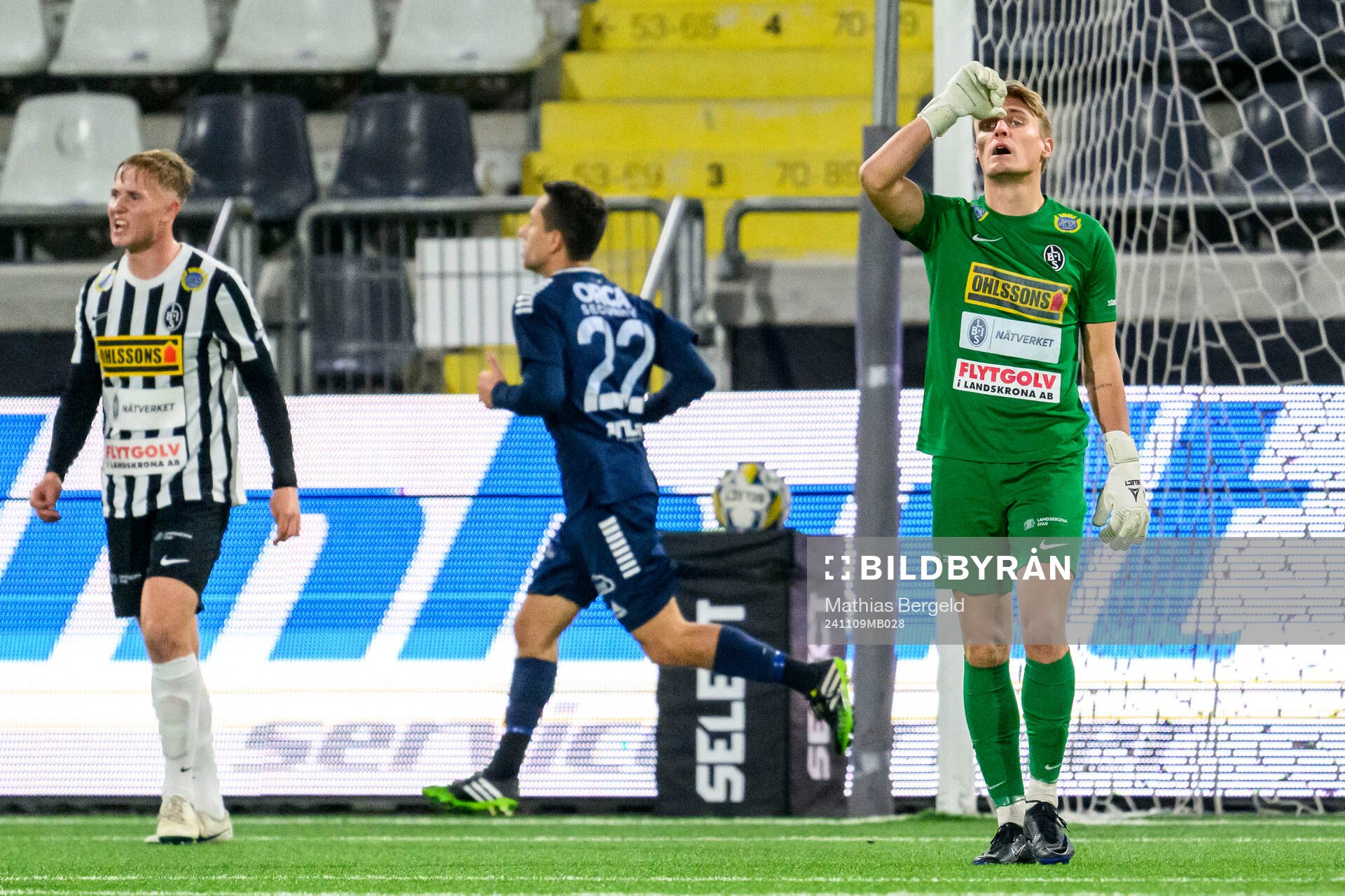 Landskronas målvakt Svante Hildeman deppar