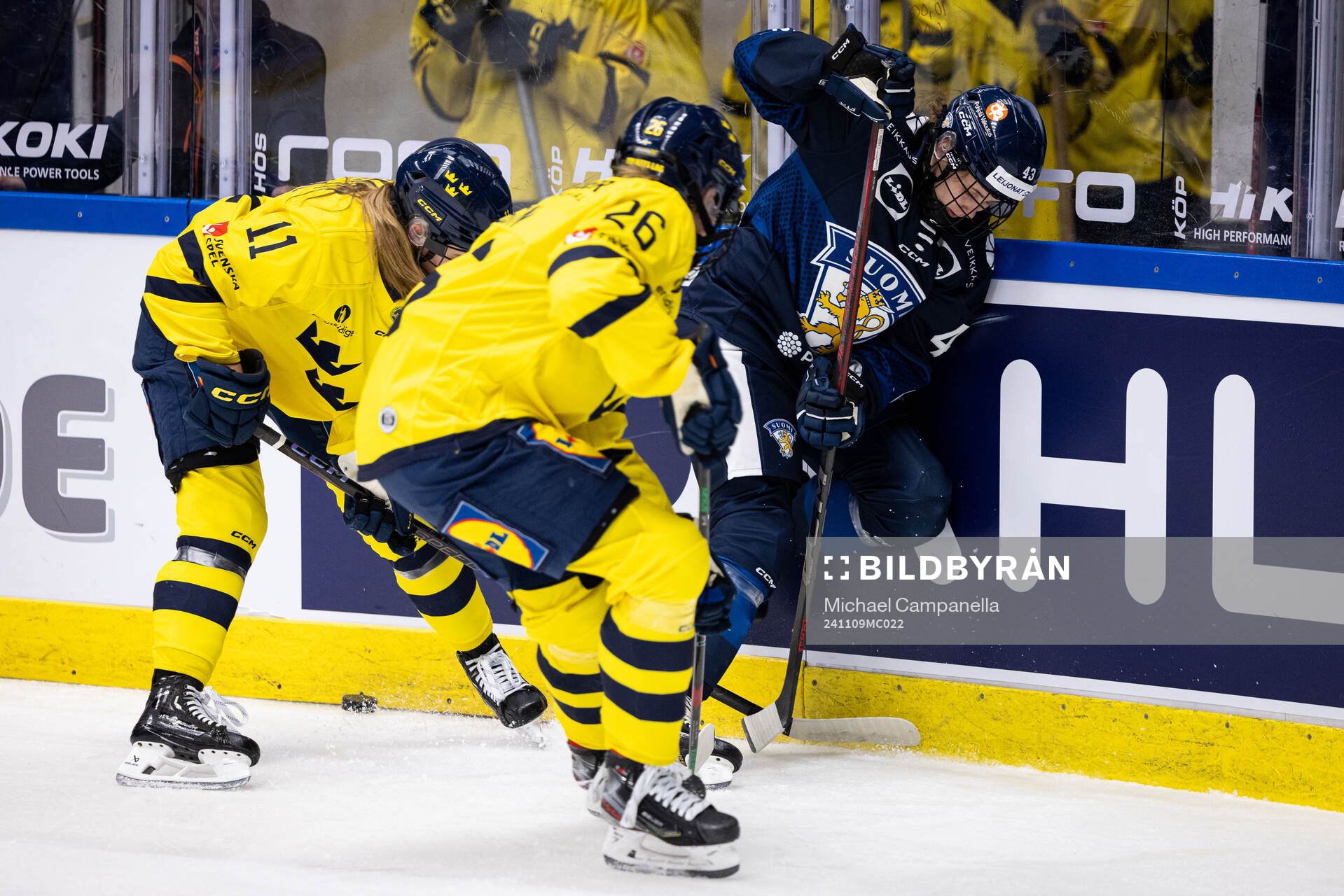 Josefin Bouveng and Hanna Olsson of Sweden against Aino