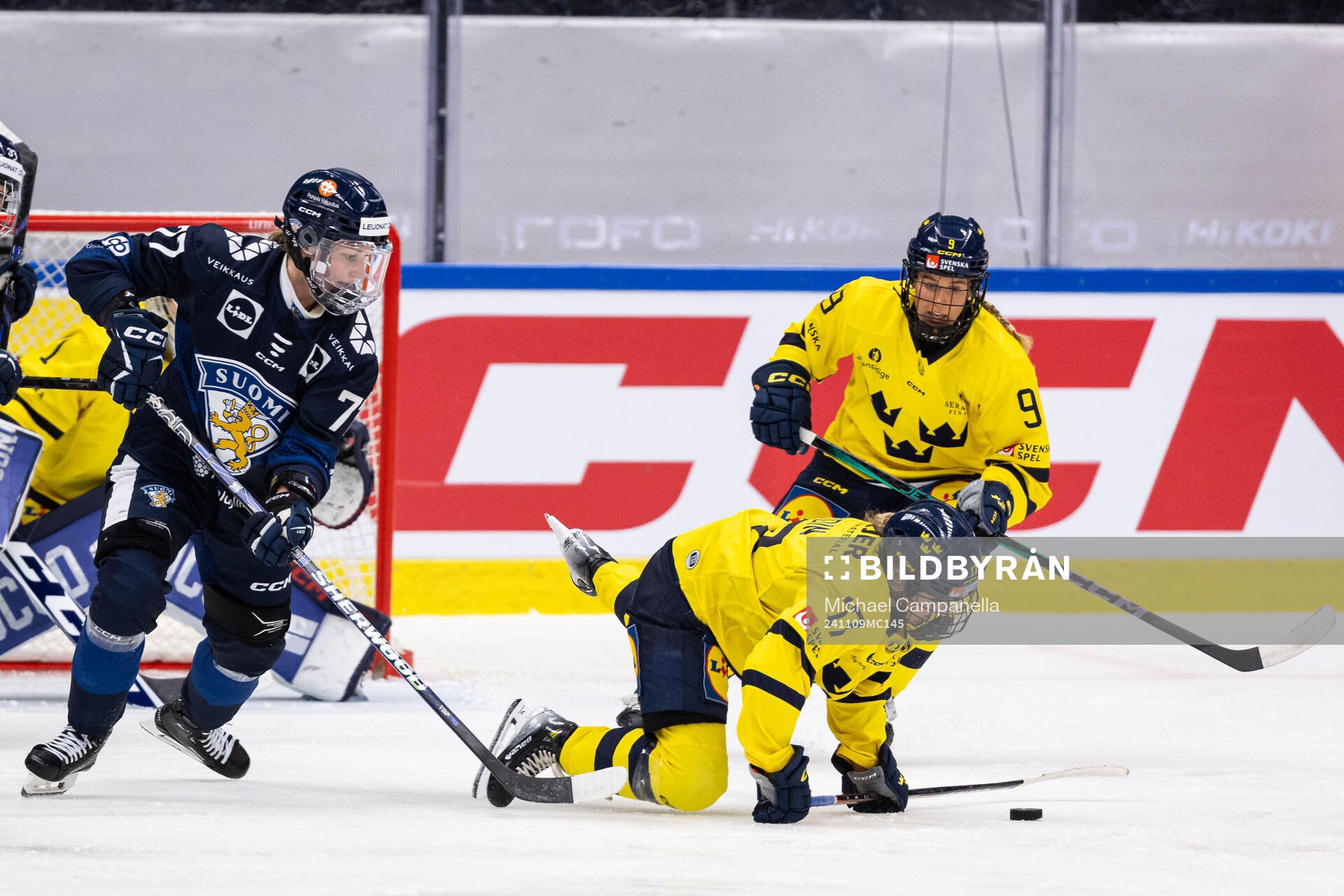 Susanna Tapani of Finland against Sofie Lundin and Emma