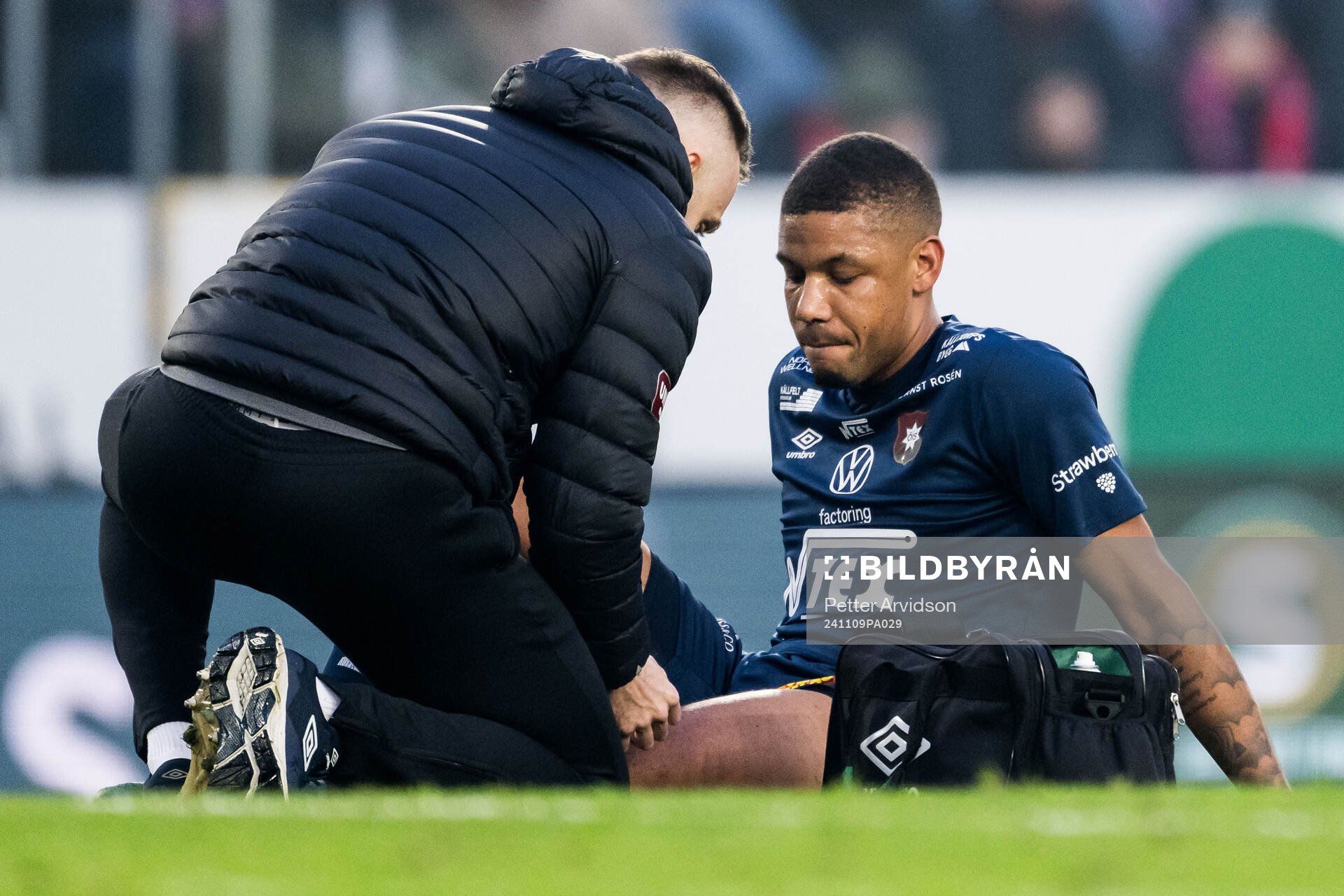Örgrytes Mikael Dyrestam under fotbollsmatchen i Superettan mellan Helsingborg och Örgryte den 9 november 2024 i Helsingborg. 