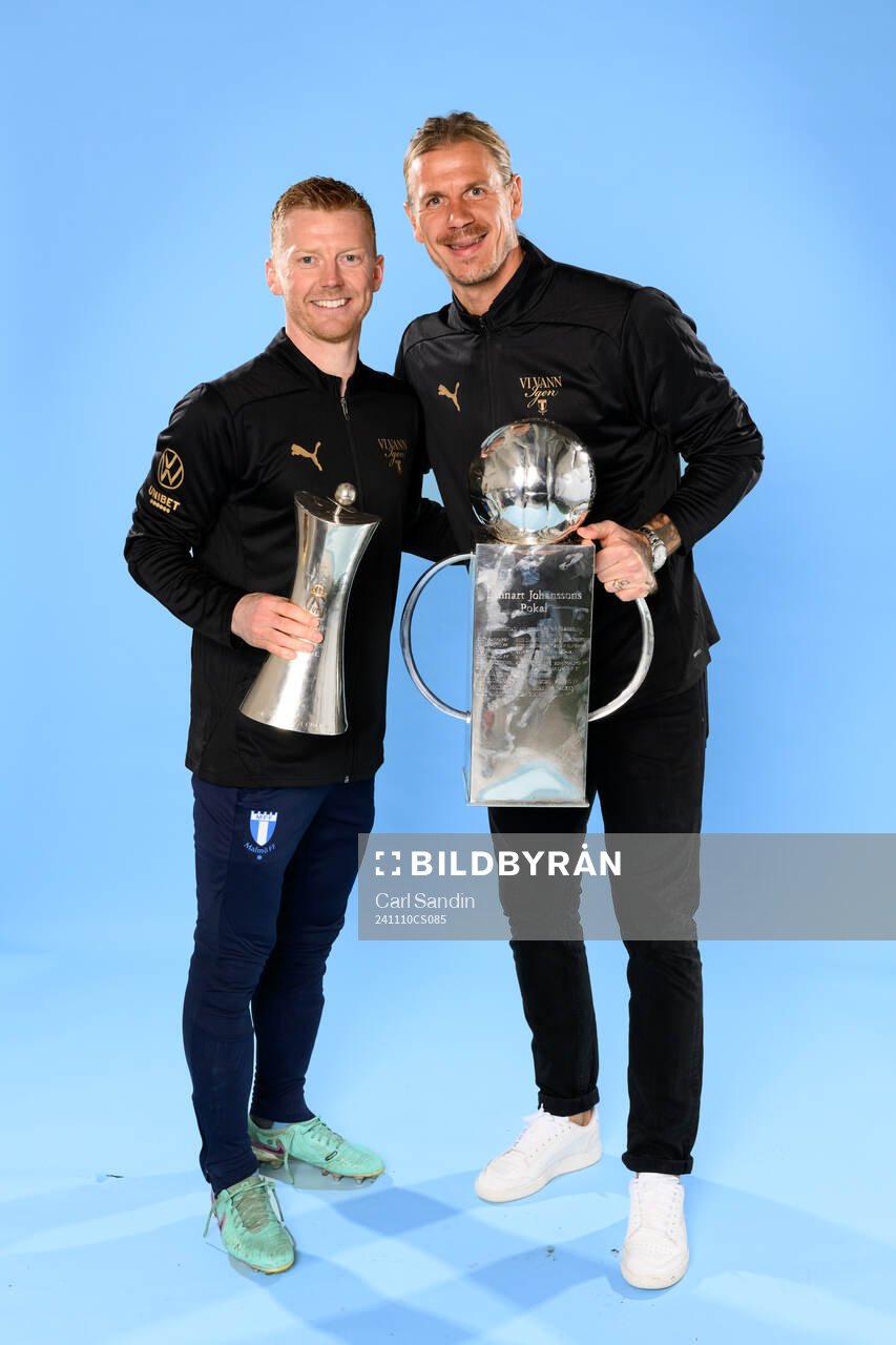 Malmö FFs Anders Christiansen och målvakt Johan Dahlin