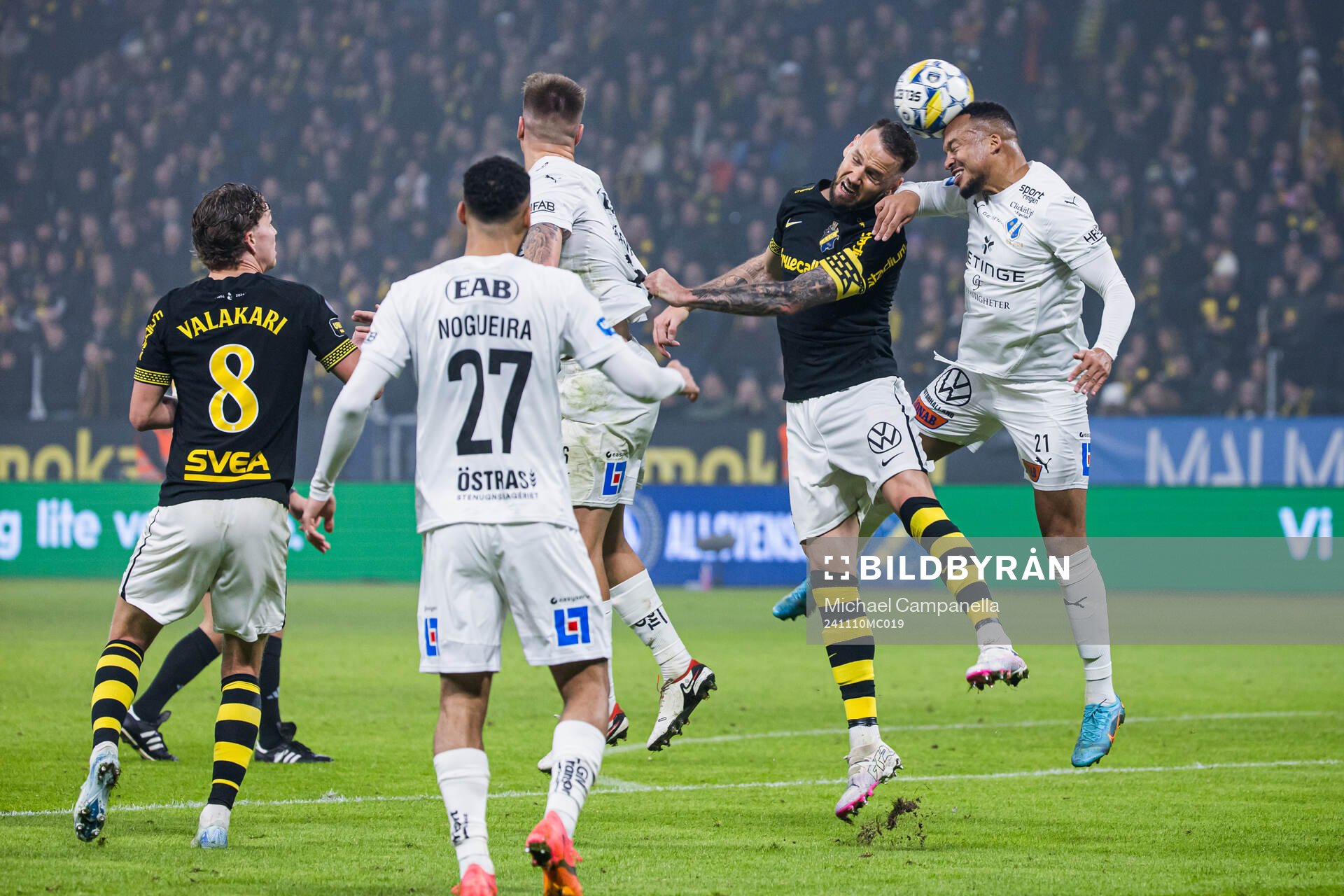 AIKs Alexander Milosevic och Halmstads Marcus Olsson