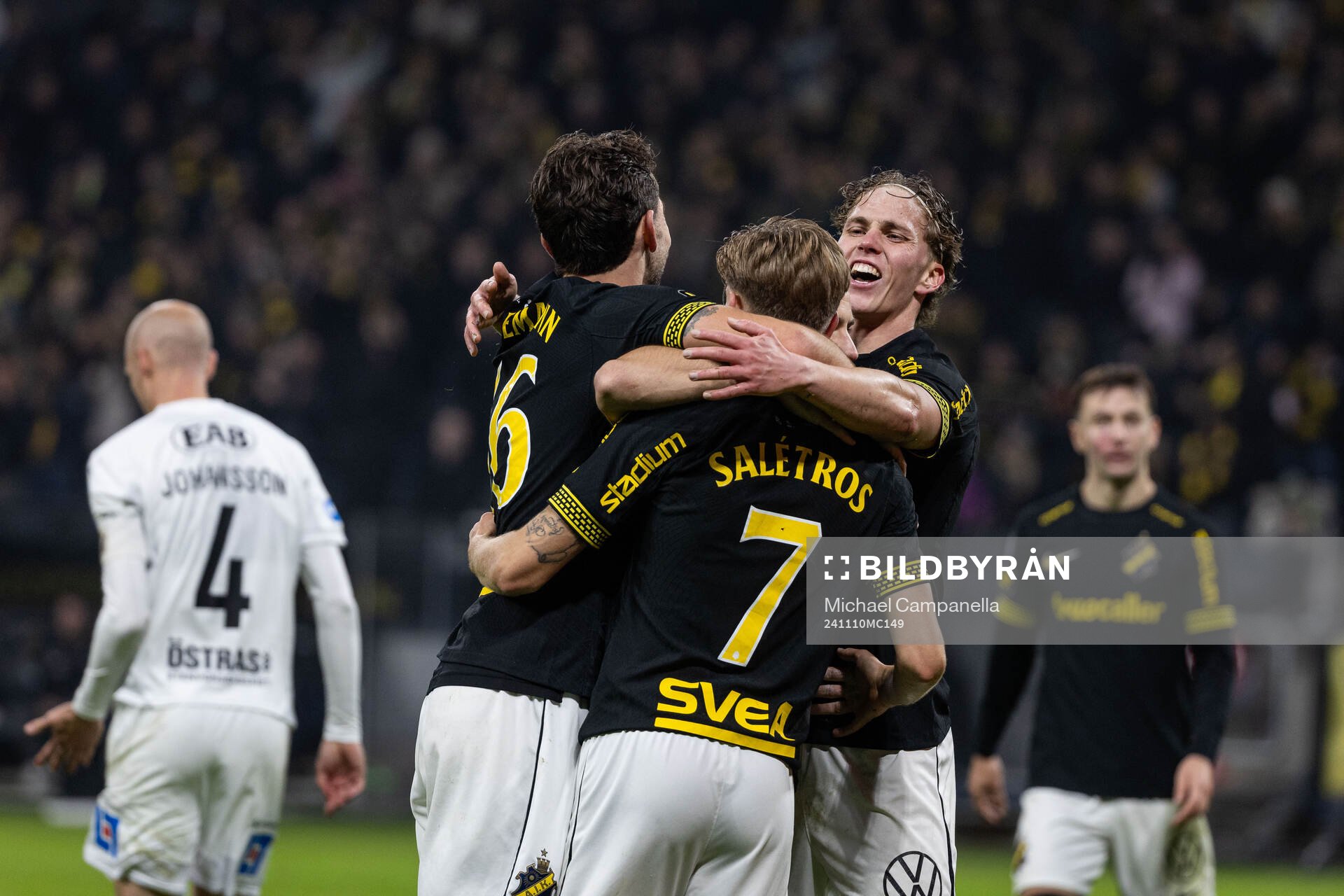 AIKs Benjamin Tiedemann Hansen, Anton Salétros, och Onni