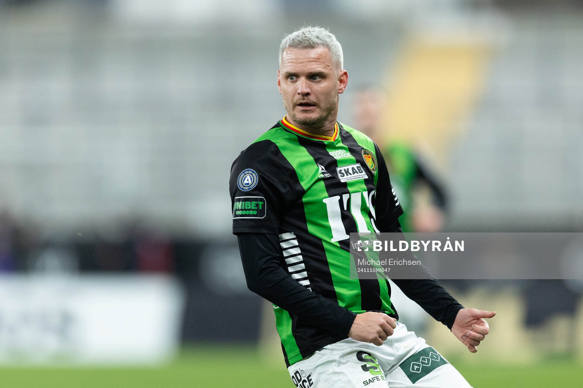 GAIS Jonas Lindberg under fotbollsmatchen i Allsvenskan mellan GAIS och Sirius den 10 november 2024 i Göteborg. 