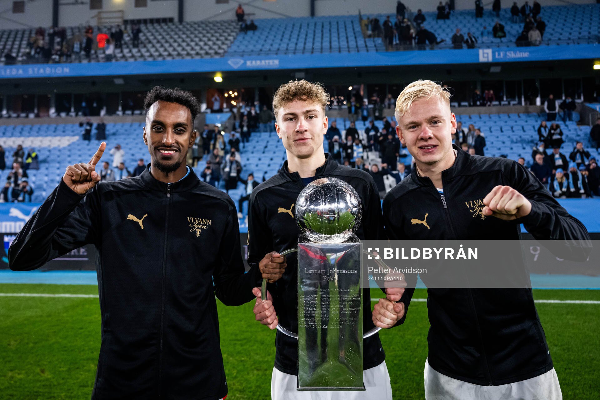 Malmö FFs Taha Ali, Martin Olsson och målvakt Johan