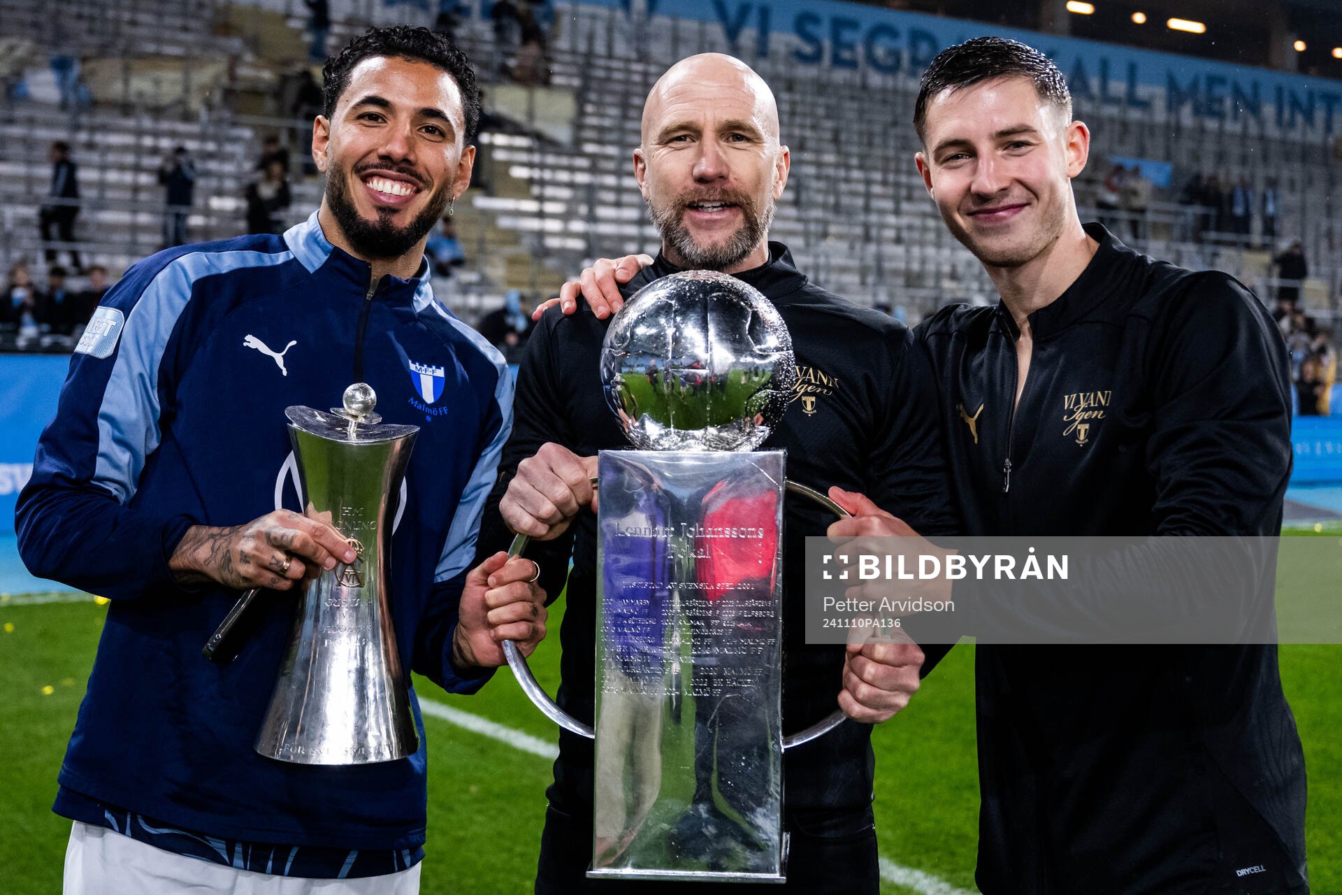 Malmö FFs Sergio Pena, tränare Henrik Rydström och Lasse