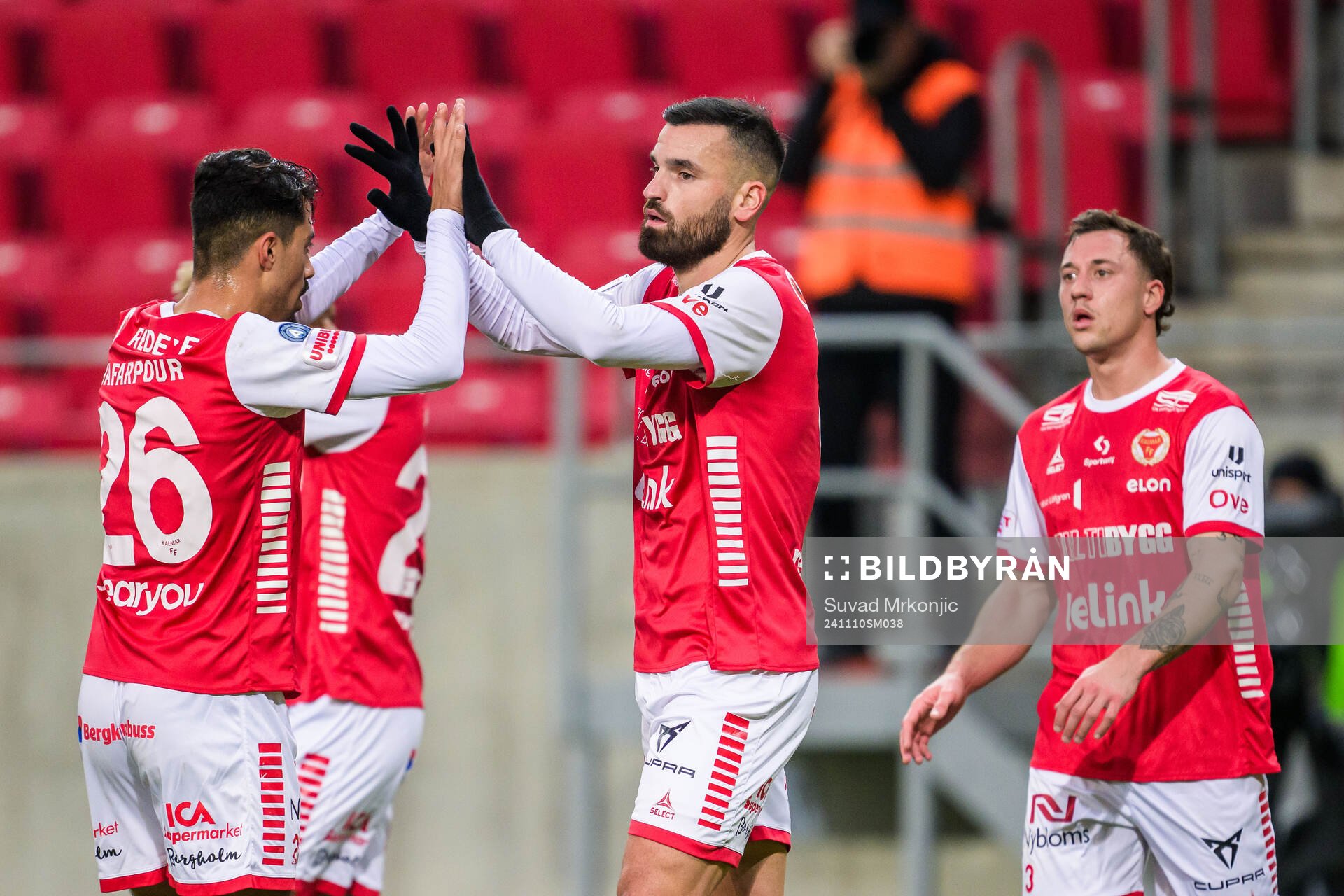 Kalmars Dino Islamovic jublar efter 1-0 under fotbollsmatchen i Allsvenskan mellan Kalmar och Häcken den 10 november 2024 i Kalmar. 