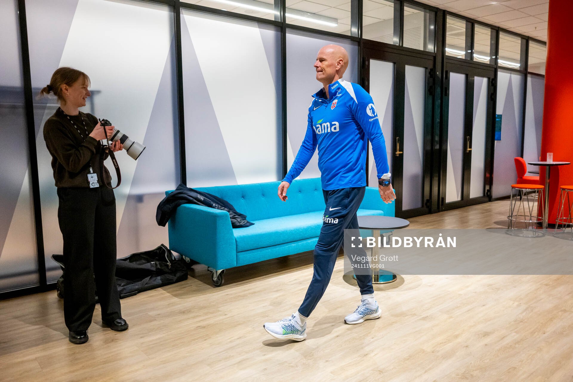 Ståle Solbakken, head coach of the Norwegian national football team, during a press event on November 11, 2024 in Oslo. 