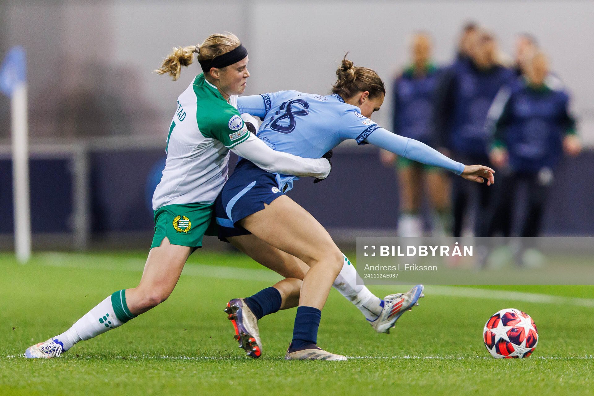 Julie Blakstad of Hammarby and Kerstin Casparij of