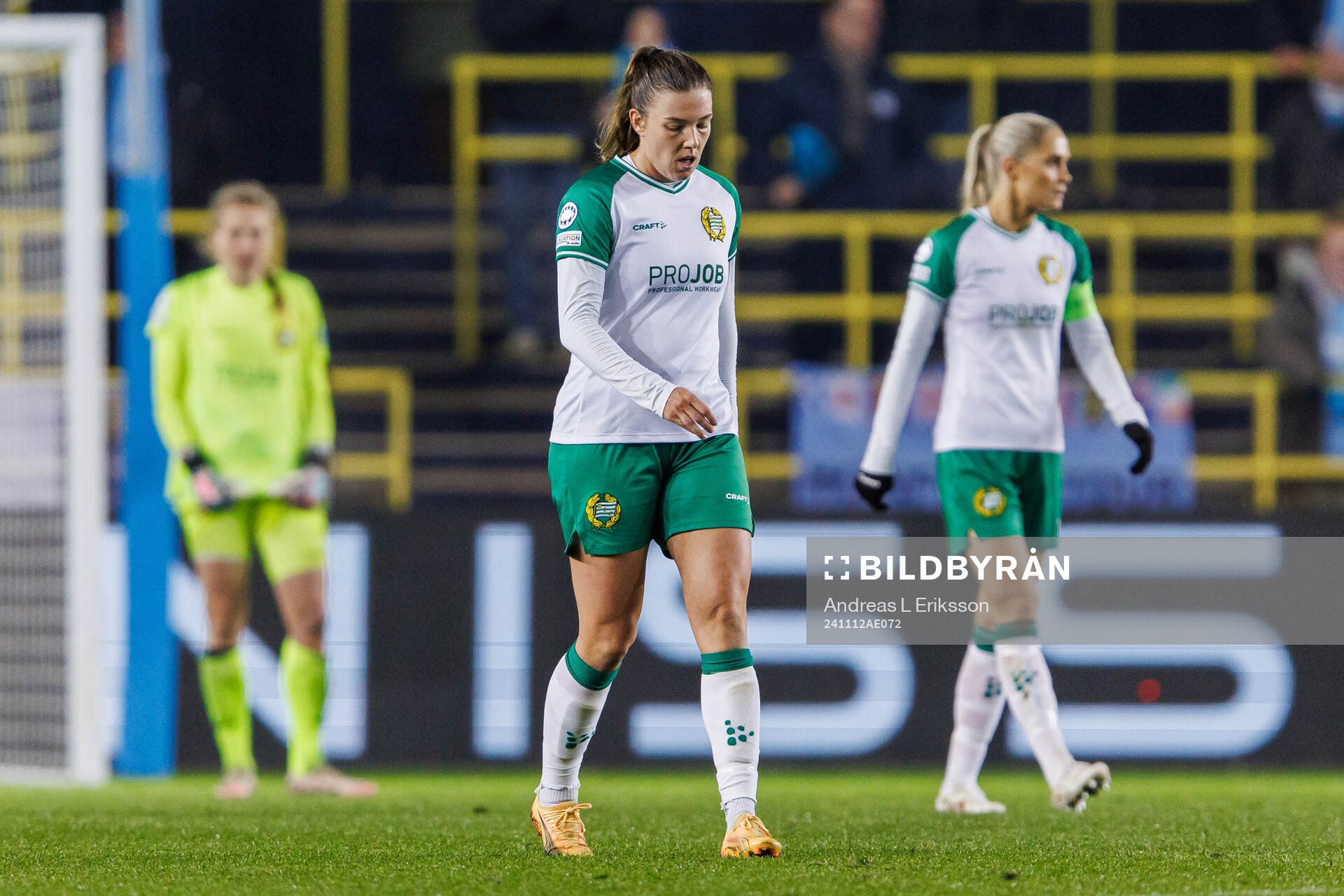 Emma Westin of Hammarby looks dejected after 2-0 during the UEFA Women's Champions League football match between Manchester City and Hammarby on November 12, 2024 in Manchester. 