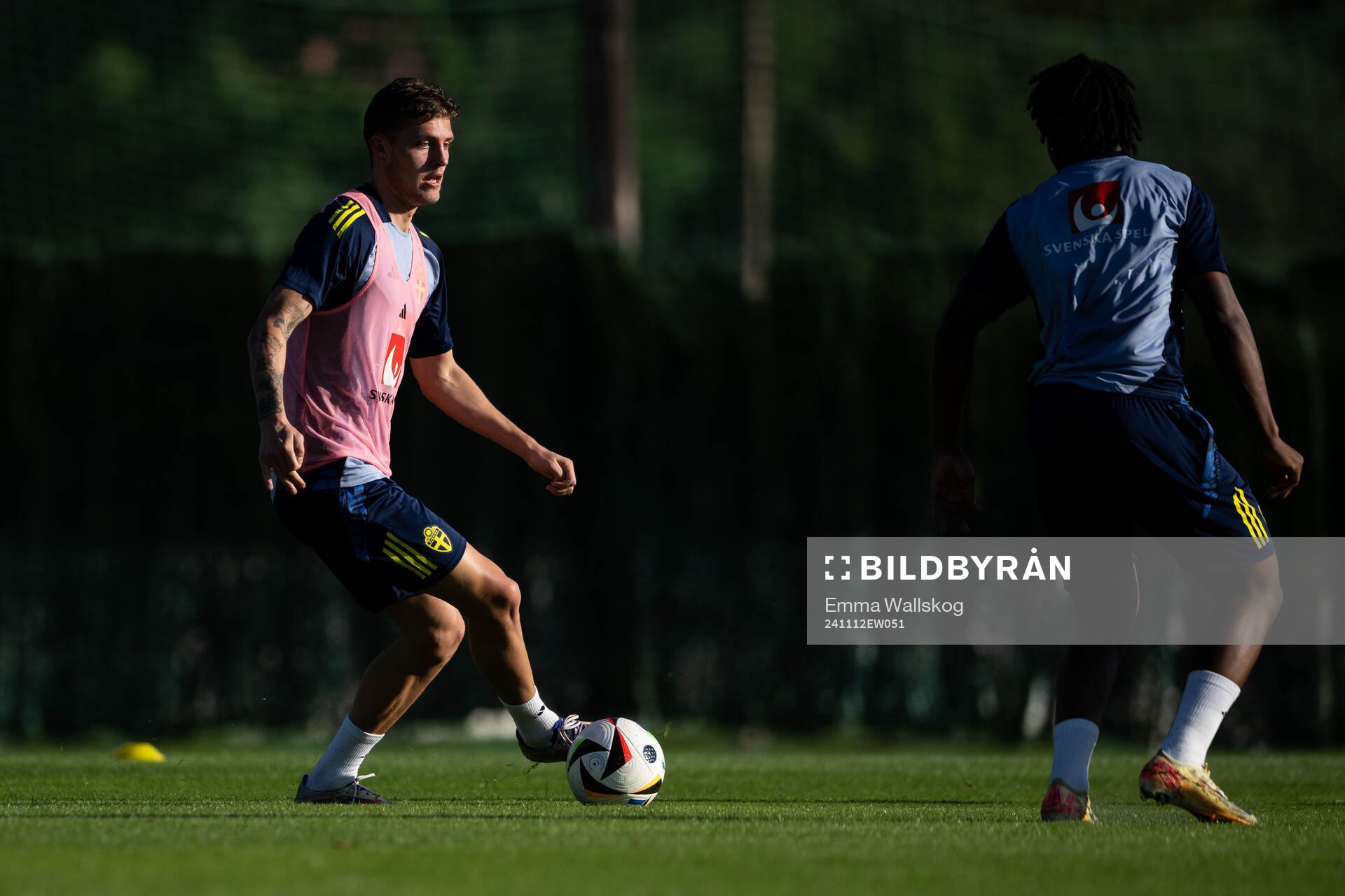 Lukas Björklund during a training session with the Swedish under-21 national football team on November 12, 2024 in Marbella. 