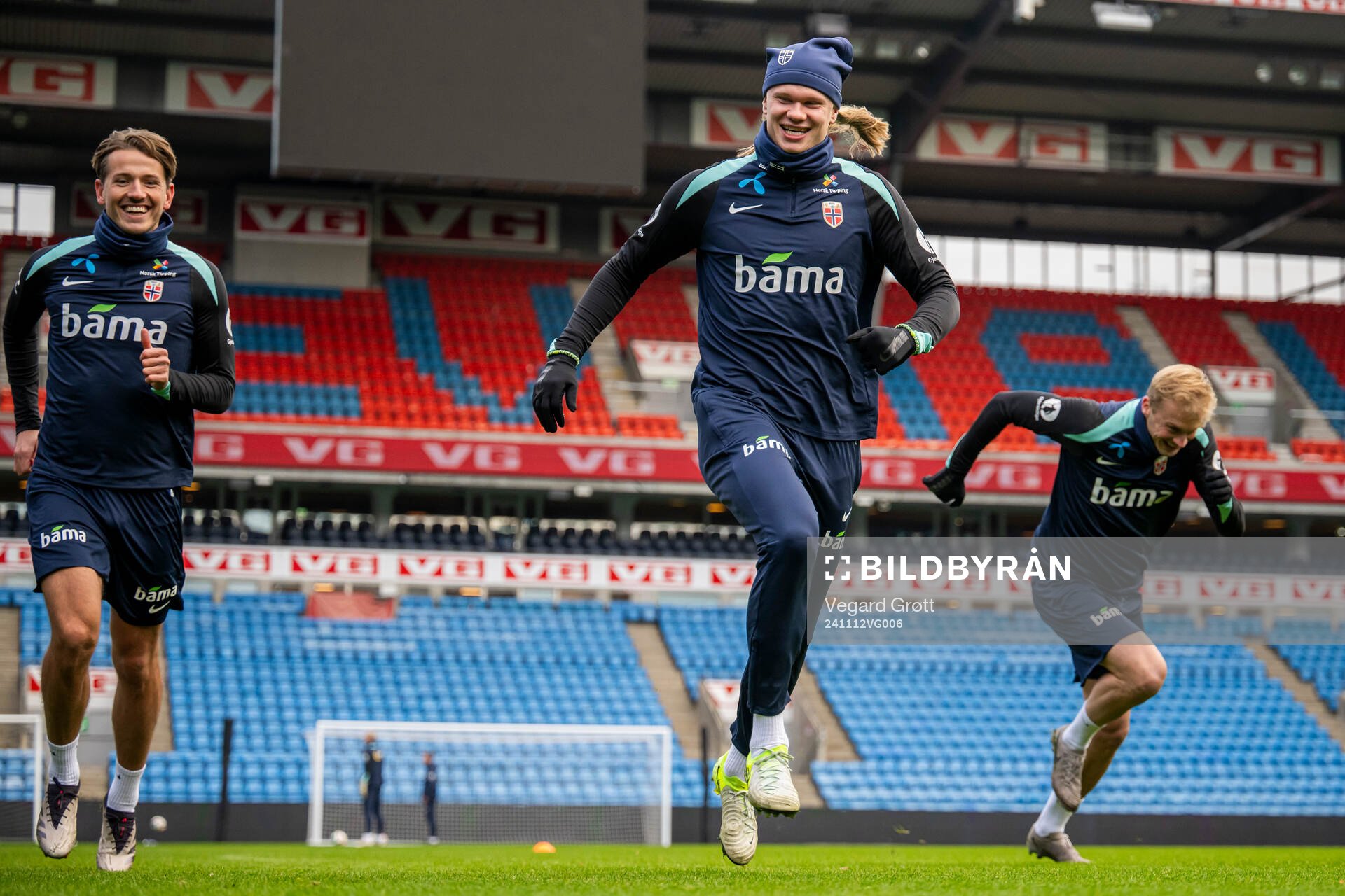 Sander Berge and Erling Braut Haaland of the Norwegian