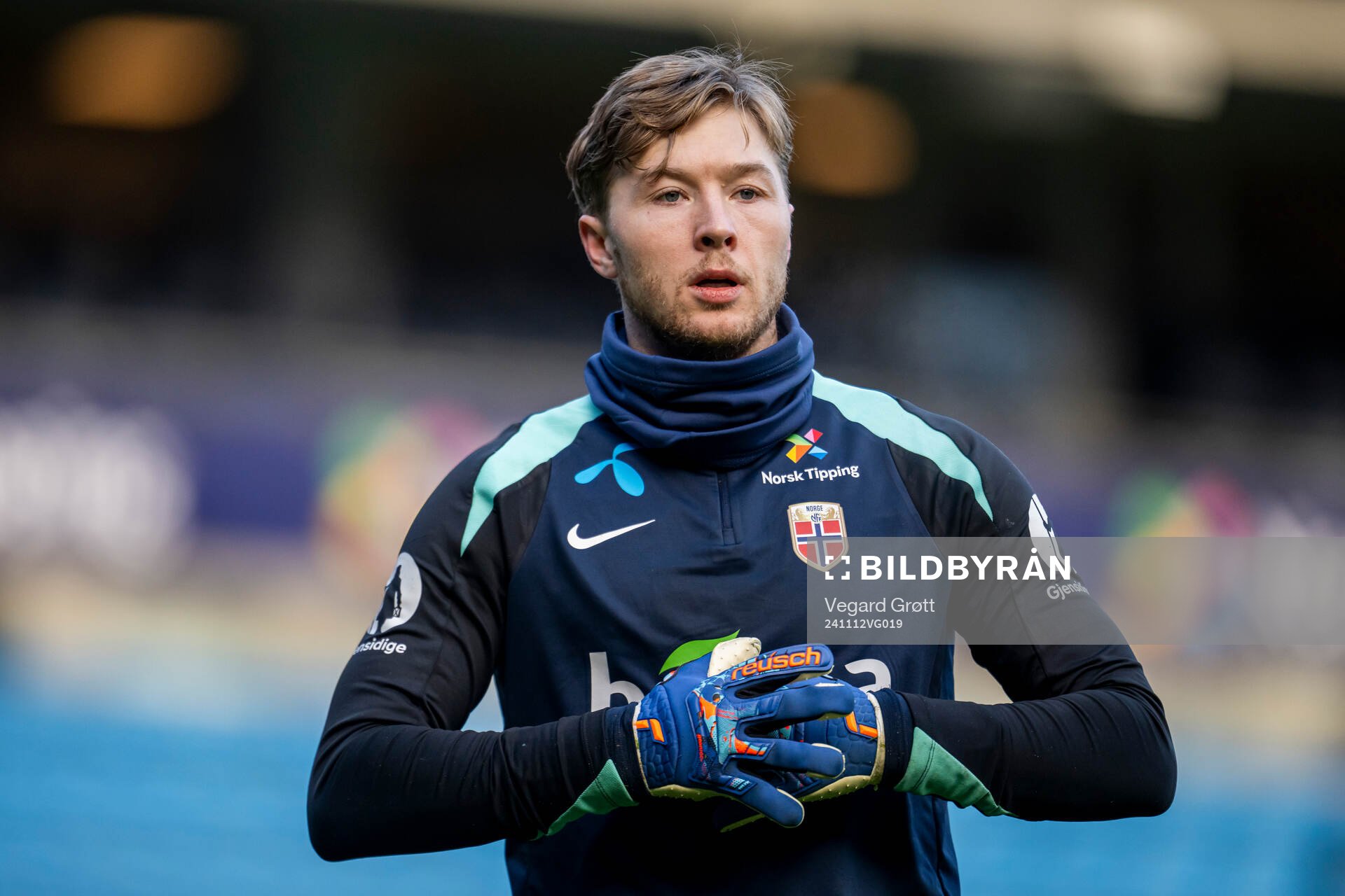 Goalkeeper Mathias Dyngeland of the Norwegian national