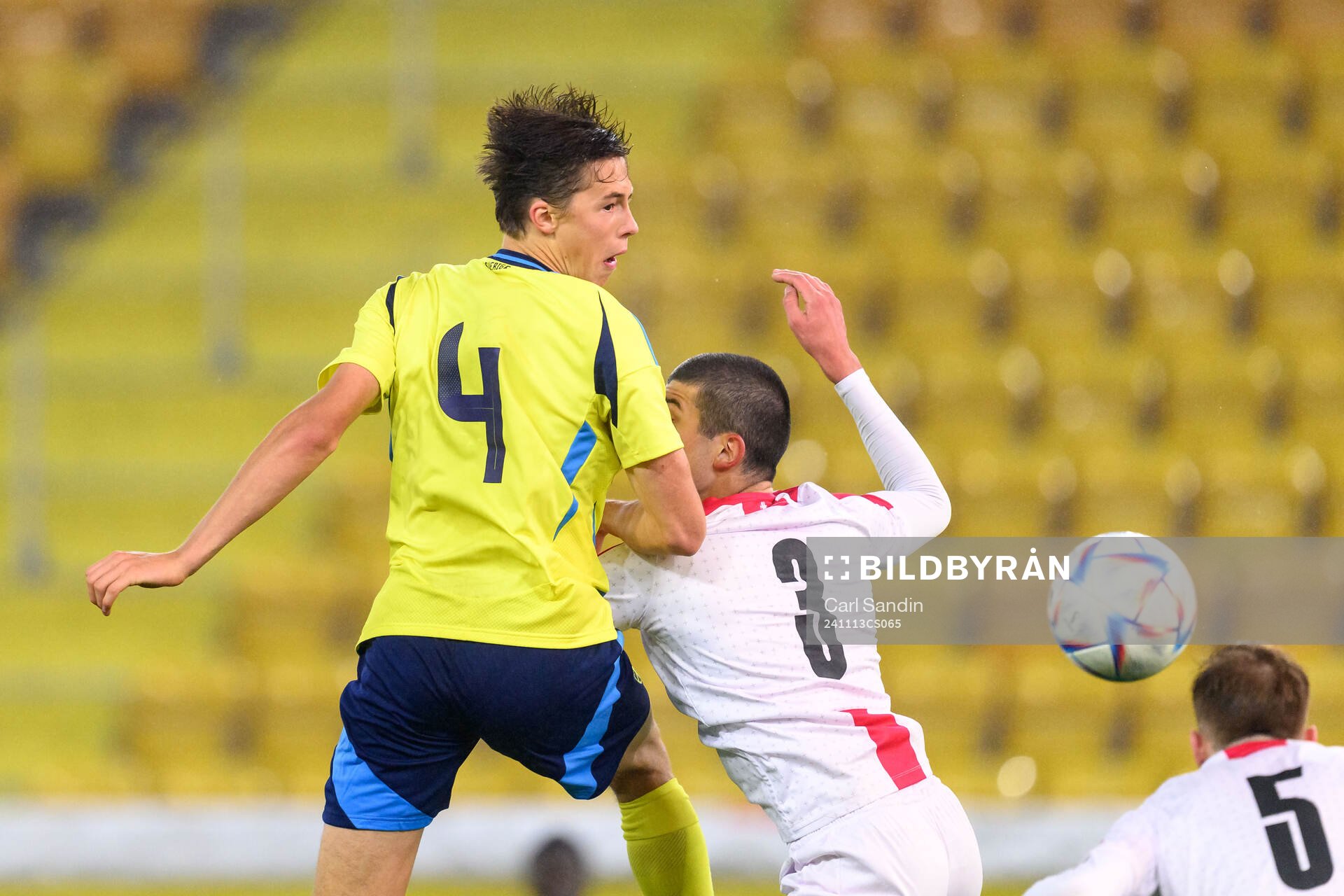 John Mellberg of Sweden during the under-19 Euro Qualifier football match between Georgia and Sweden on November 13, 2024 in Borås.