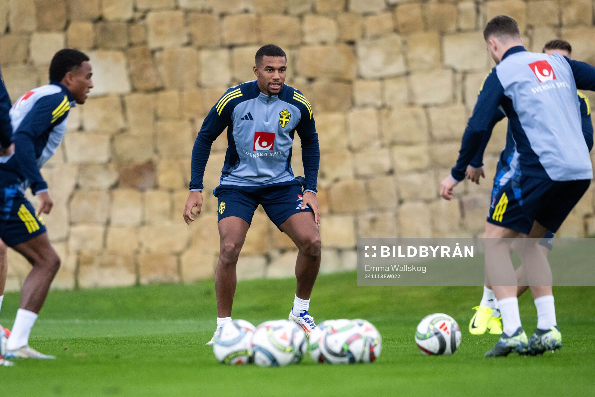 Isak Hien of the Swedish men's football national team at a training session on November 13, 2024 in Marbella. 