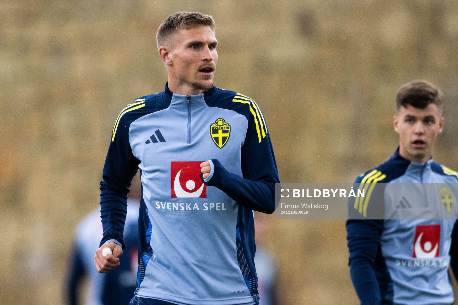Carl Starfelt of the Swedish men's football national team at a training session on November 13, 2024 in Marbella. 