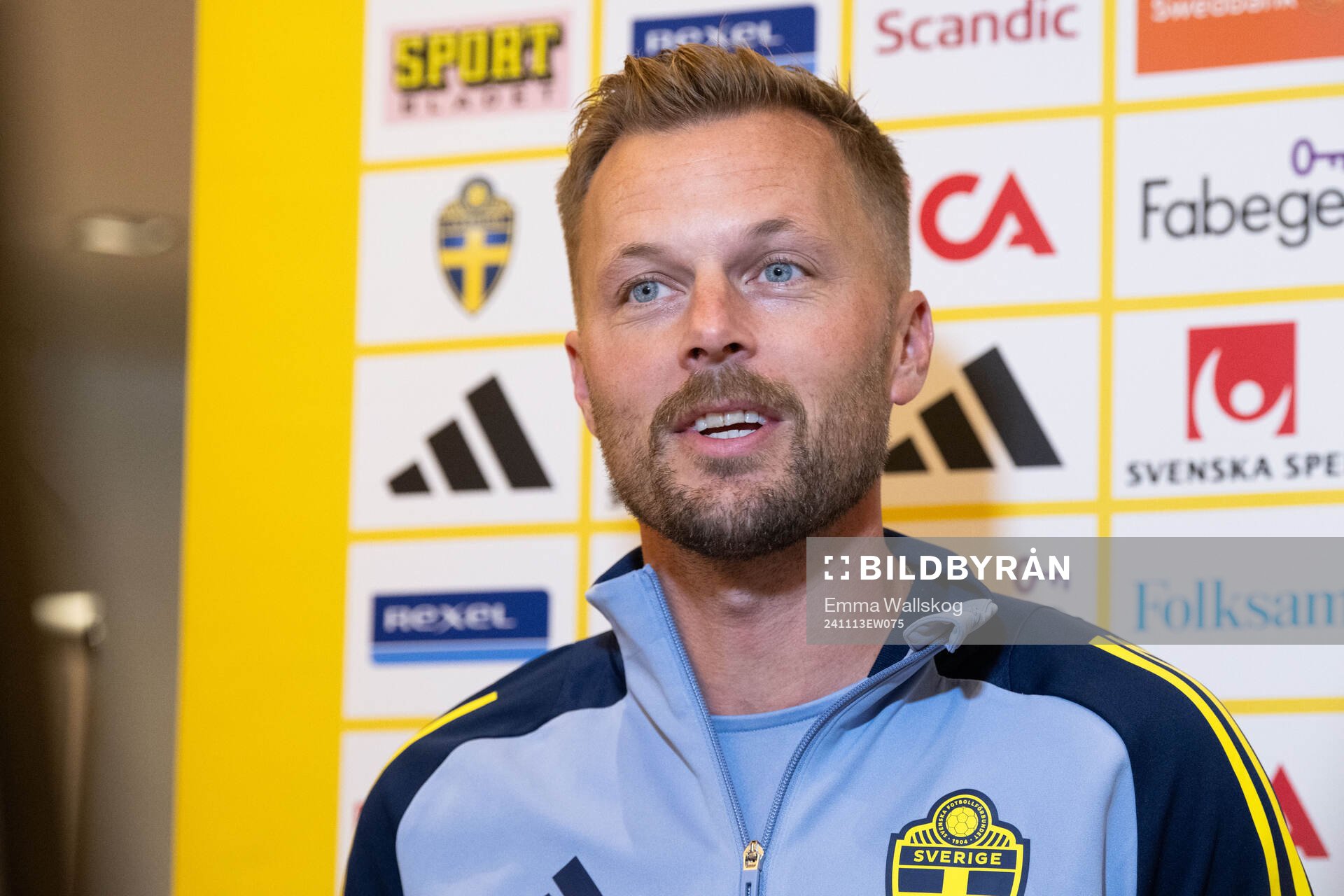 Assistant coach Sebastian Larsson of the Swedish men's