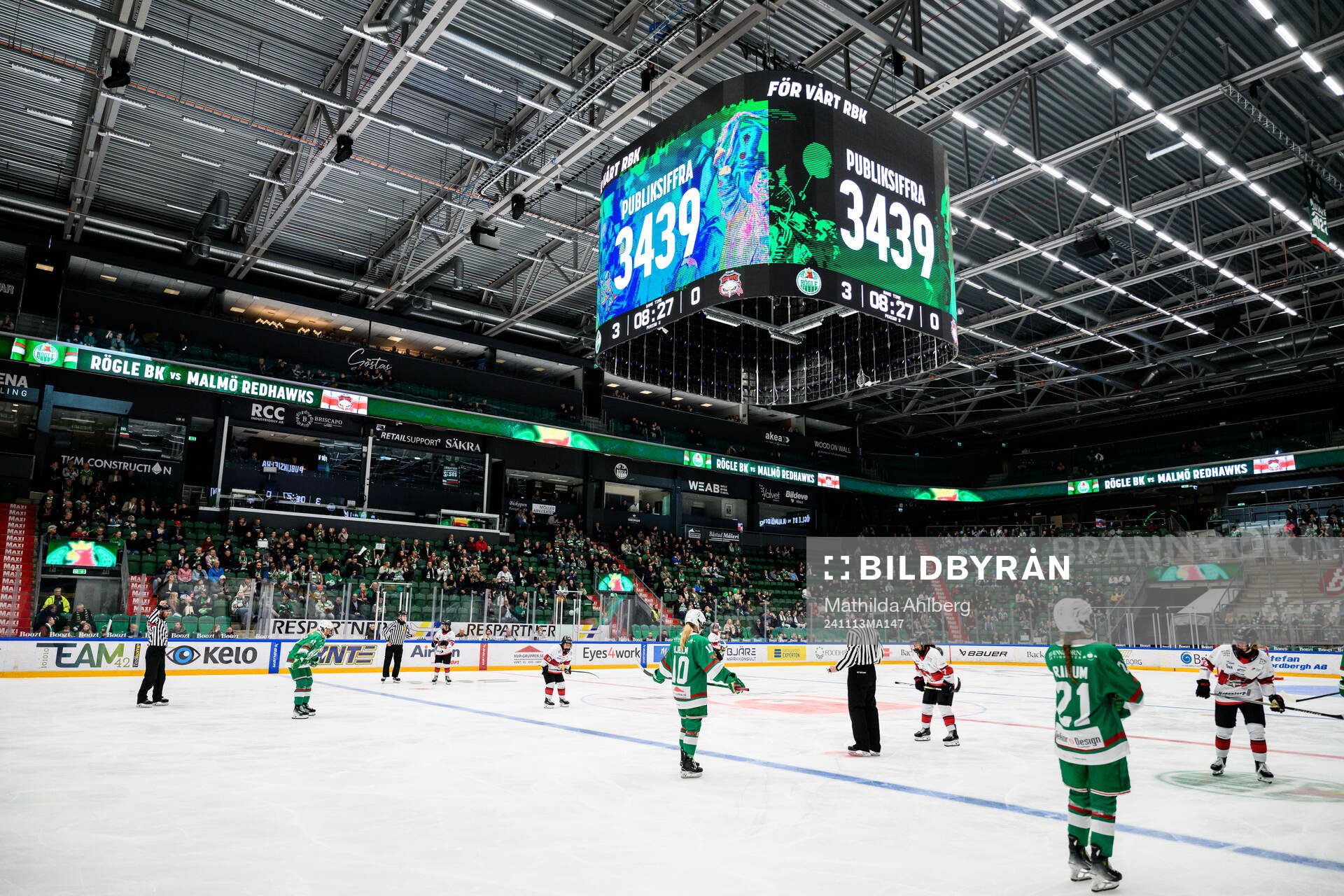 Publiksiffran 3439 visas på jumbotronen