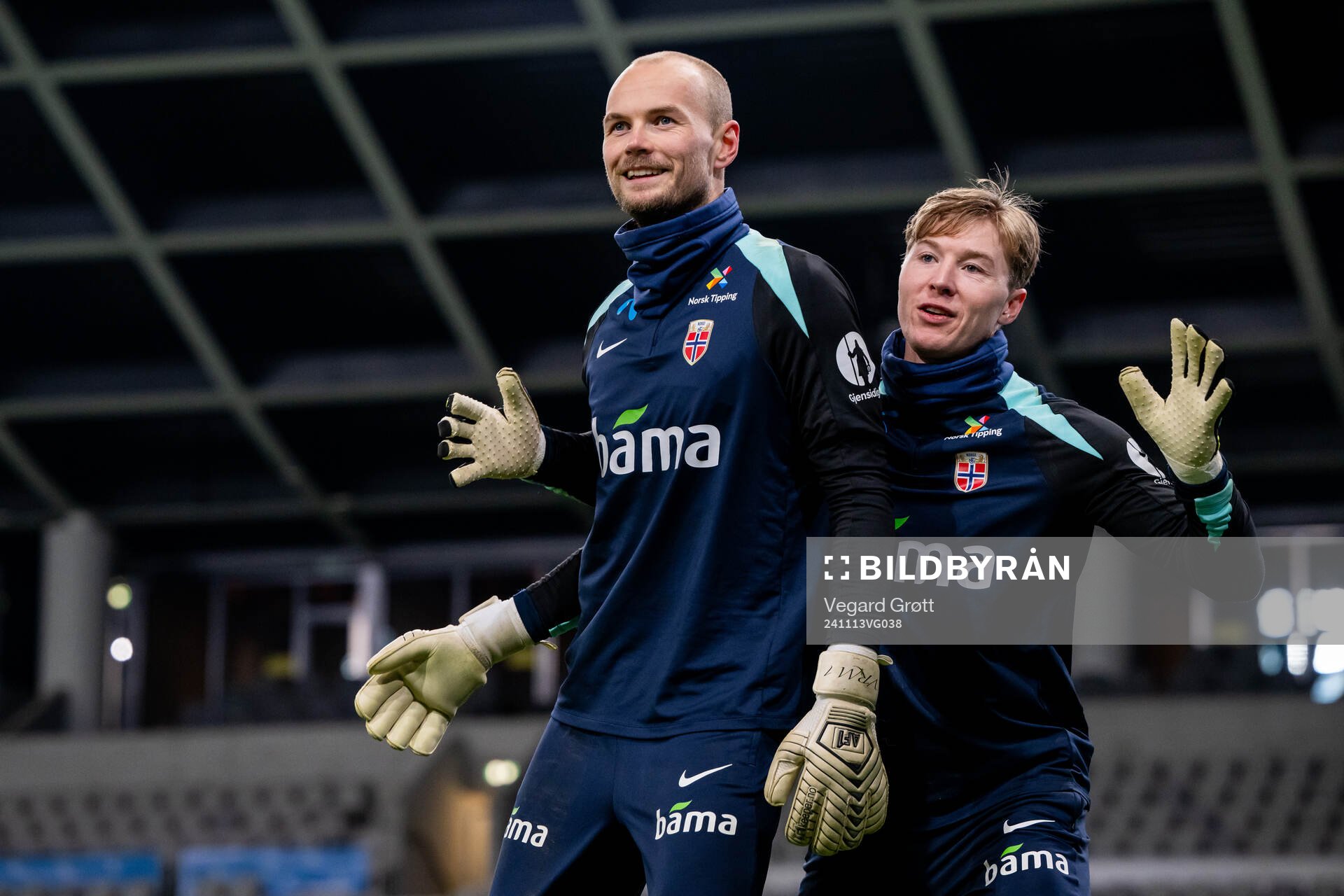 Goalkeepers Viljar Myhra and Mathias Dyngeland of the