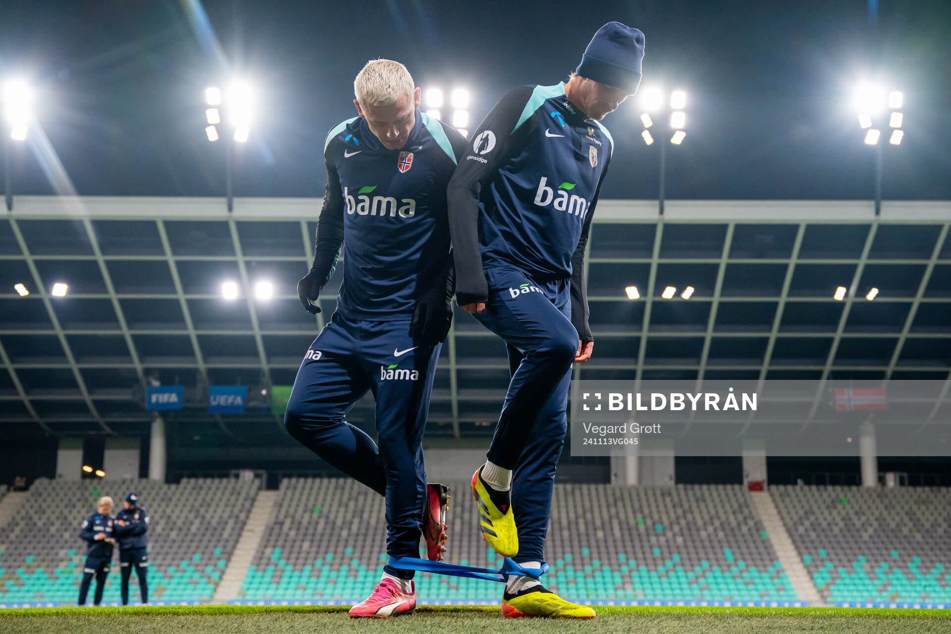 Julian Ryerson and Morten Thorsby of the Norwegian national