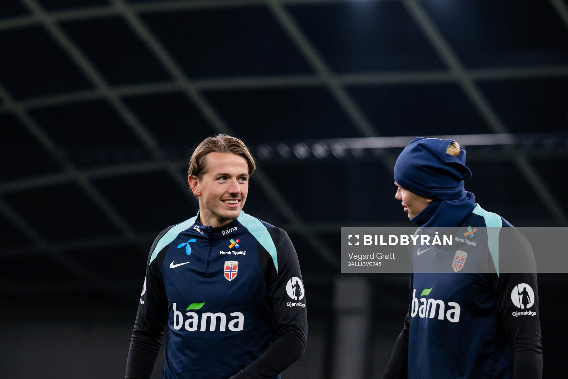 Sander Berge and Erling Braut Haaland of the Norwegian