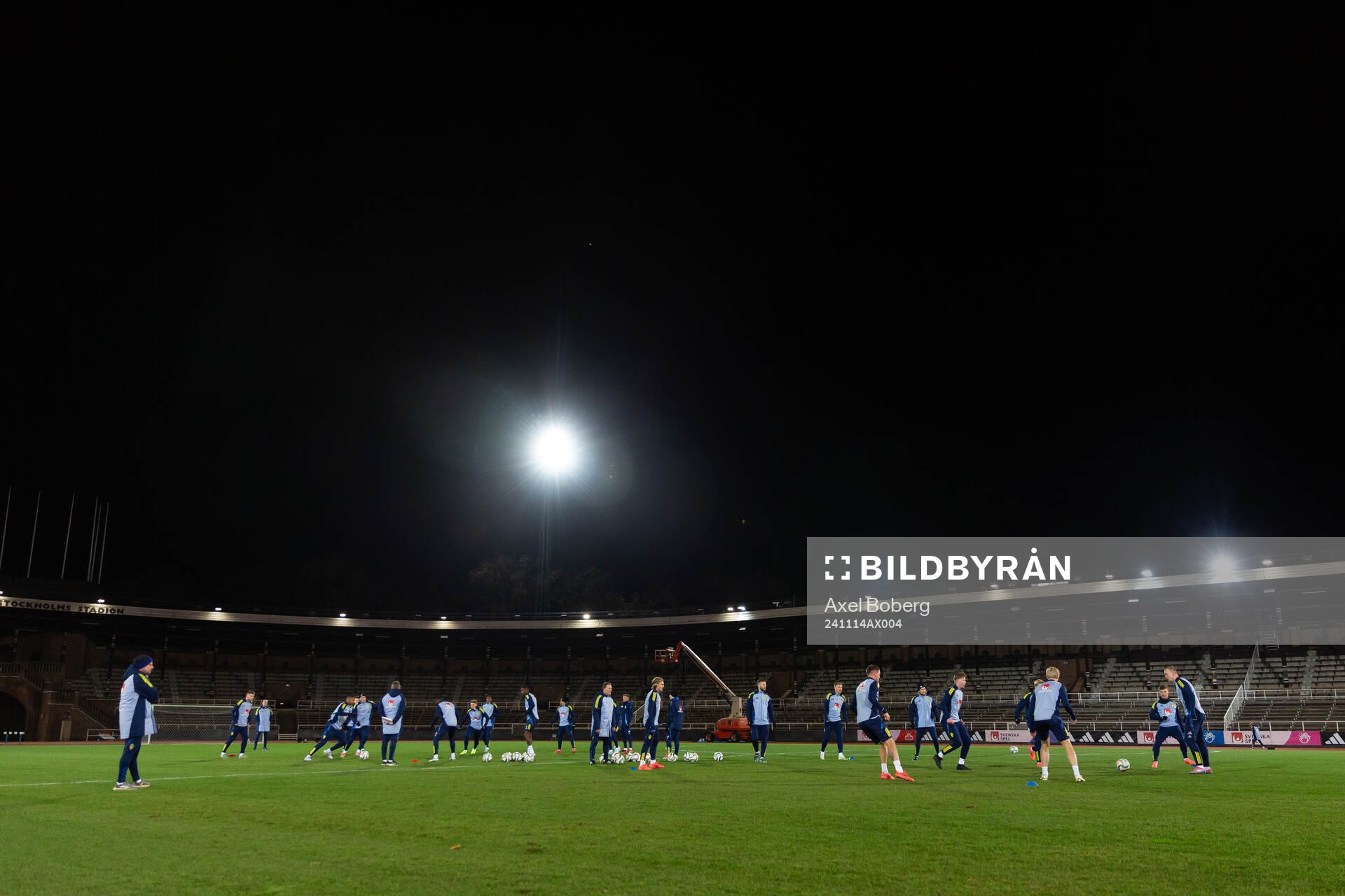 Players of the Swedish men’s national football team during a training session on November 14, 2024 in Stockholm. 
