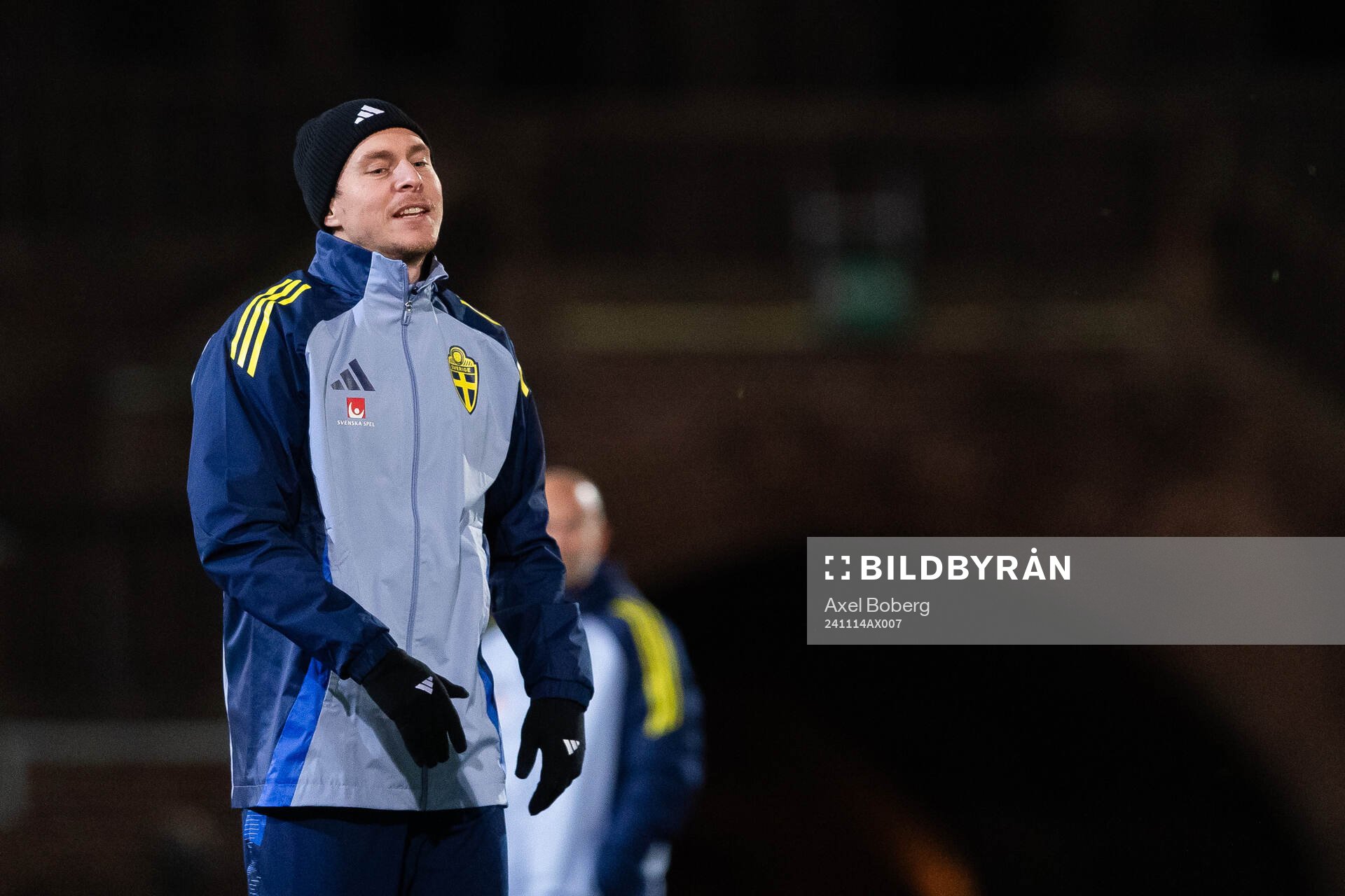Victor Nilsson Lindelöf of the Swedish men’s national football team during a training session on November 14, 2024 in Stockholm. 