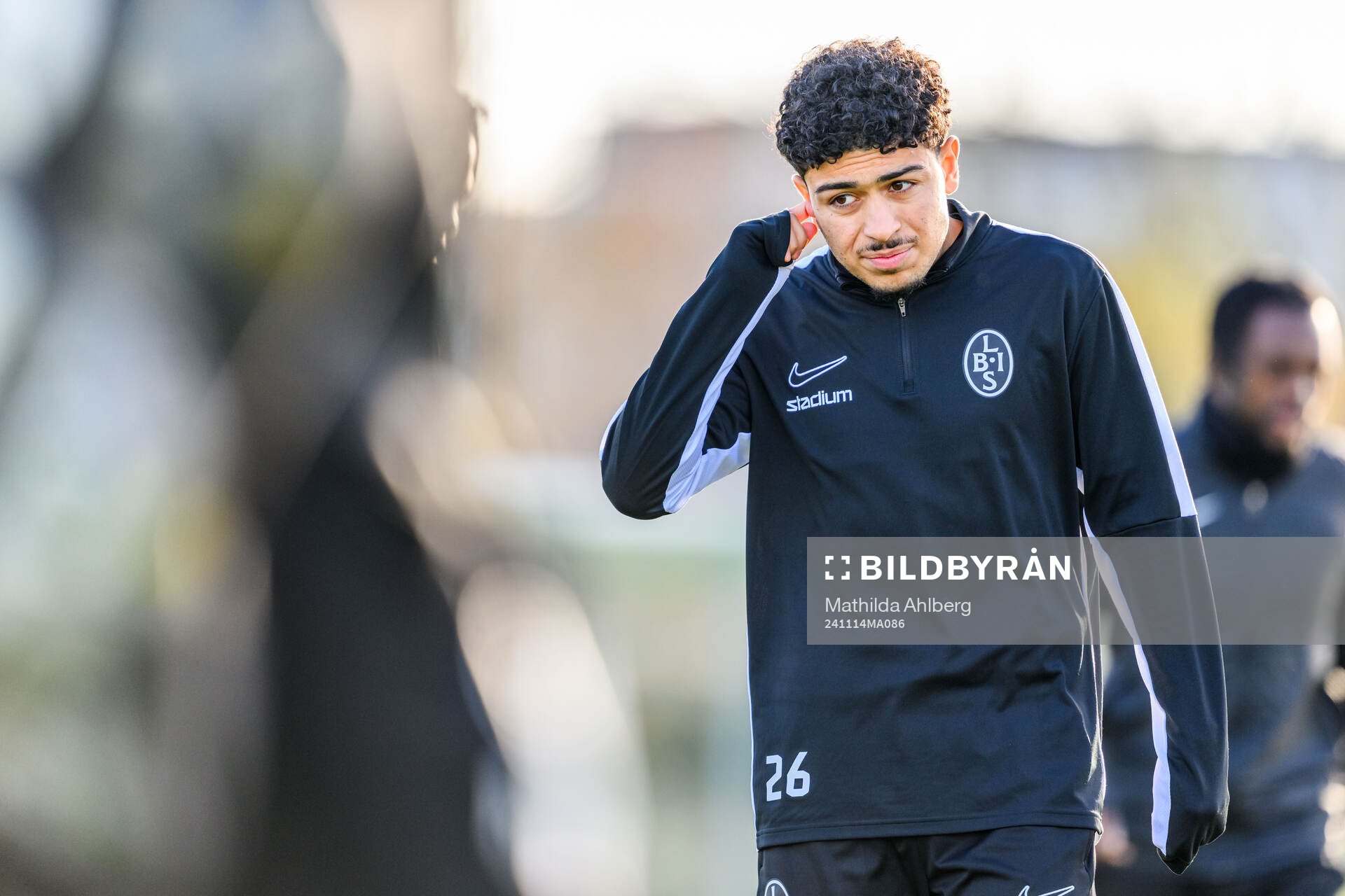 Rami Al-Kharki under en träning med Landskrona den 14 november 2024 i Landskrona. 