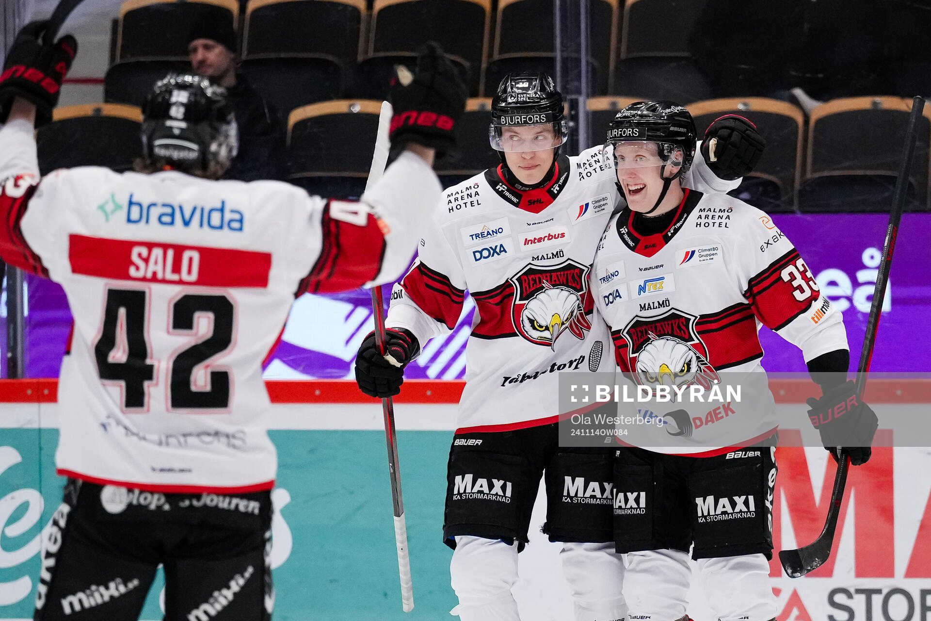 Malmö Redhawks Robin Salo , William von Barnekow och Lassi