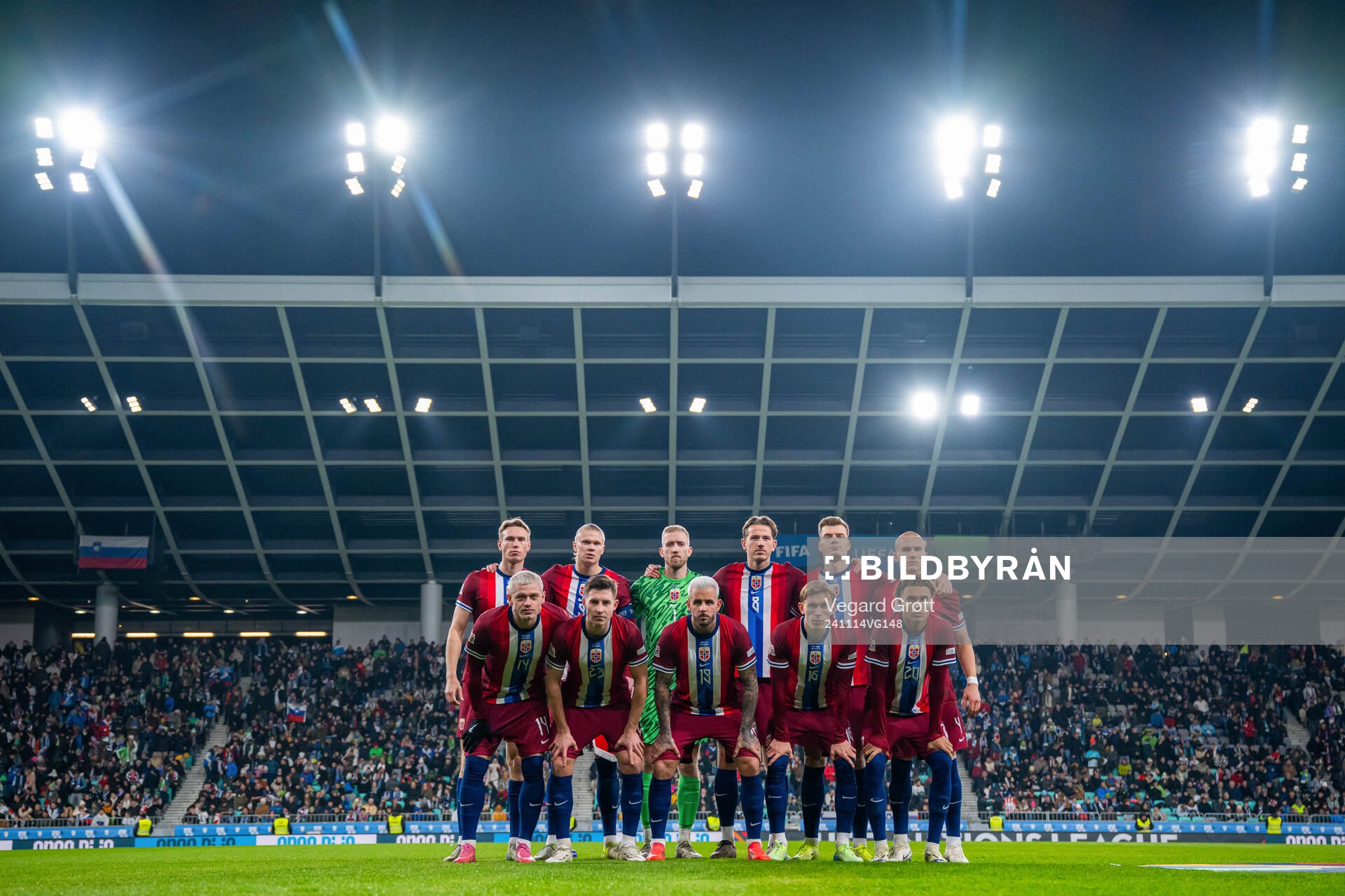 The starting eleven of Norway pose for a team photo