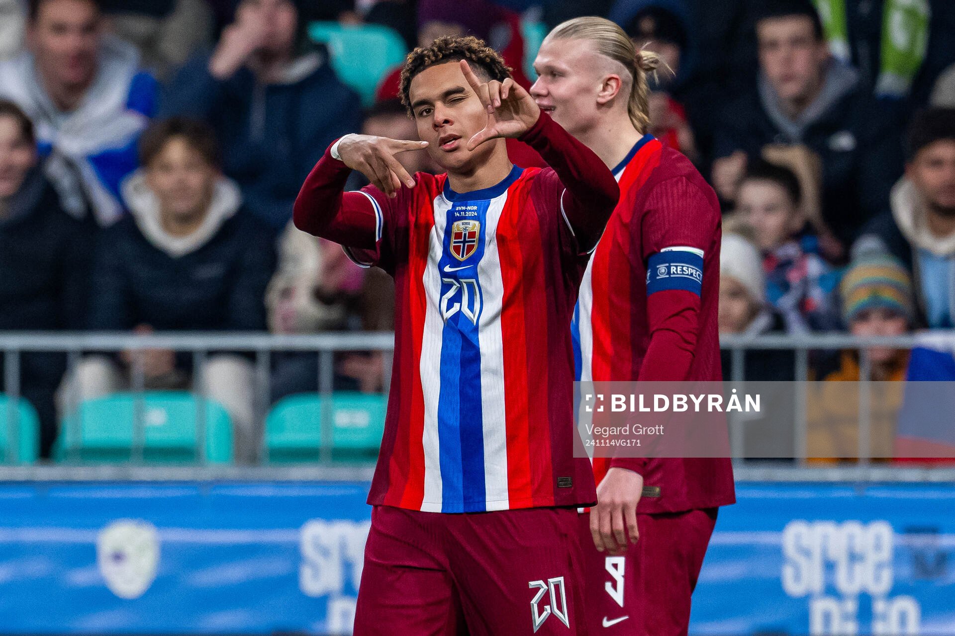 Antonio Nusa of Norway celebrates