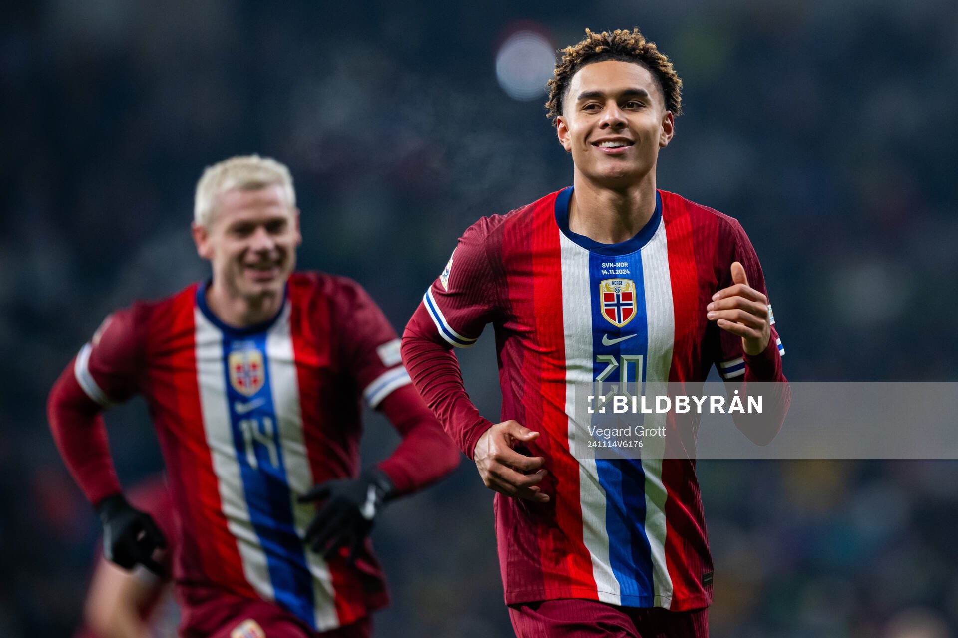 Antonio Nusa of Norway celebrates