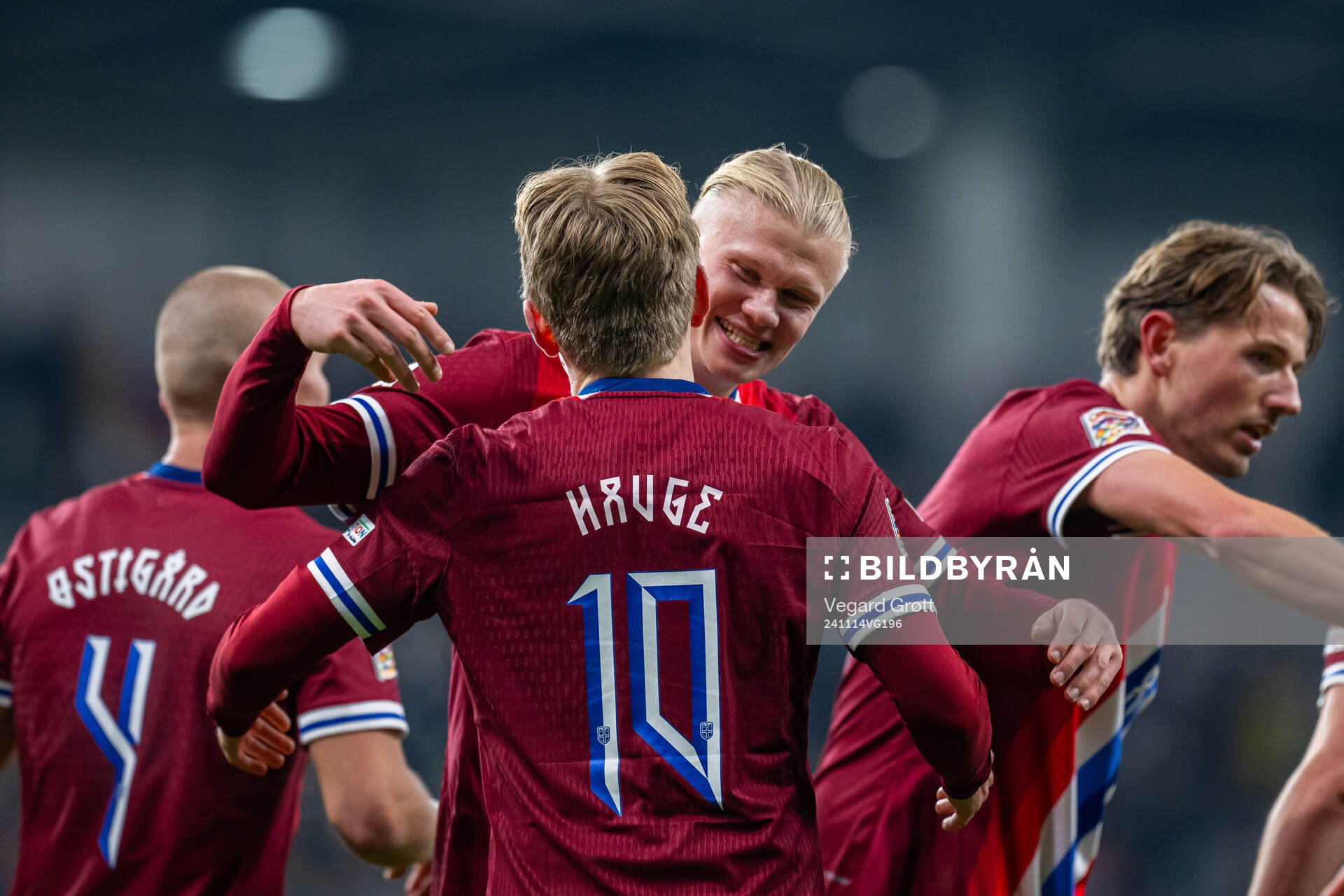 Jens Petter Hauge of Norway celebrates with teammate Erling