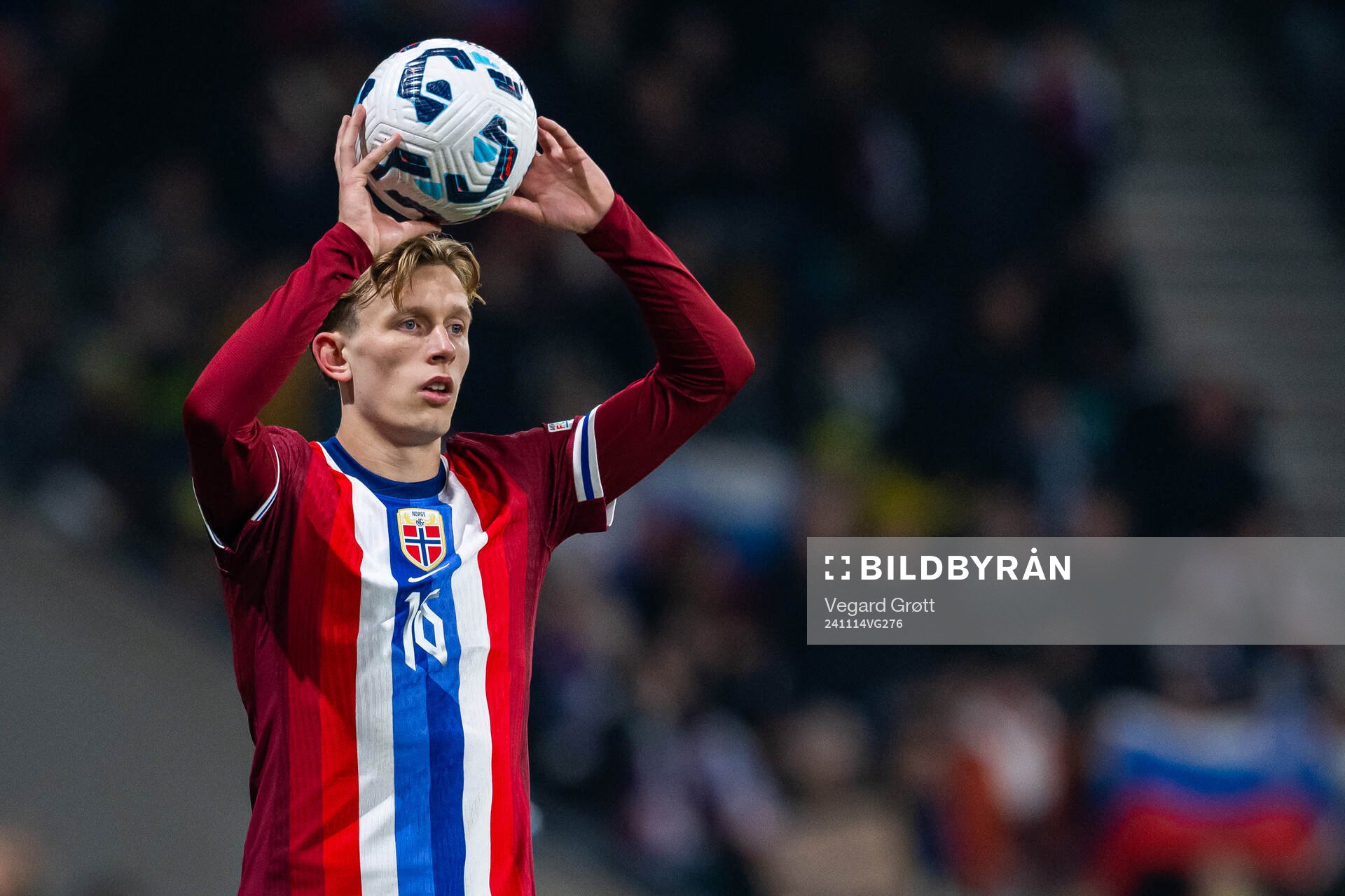 Marcus Holmgren Pedersen of Norway during the Nations League football match between Slovenia and Norway on November 14, 2024 in Ljubljana.