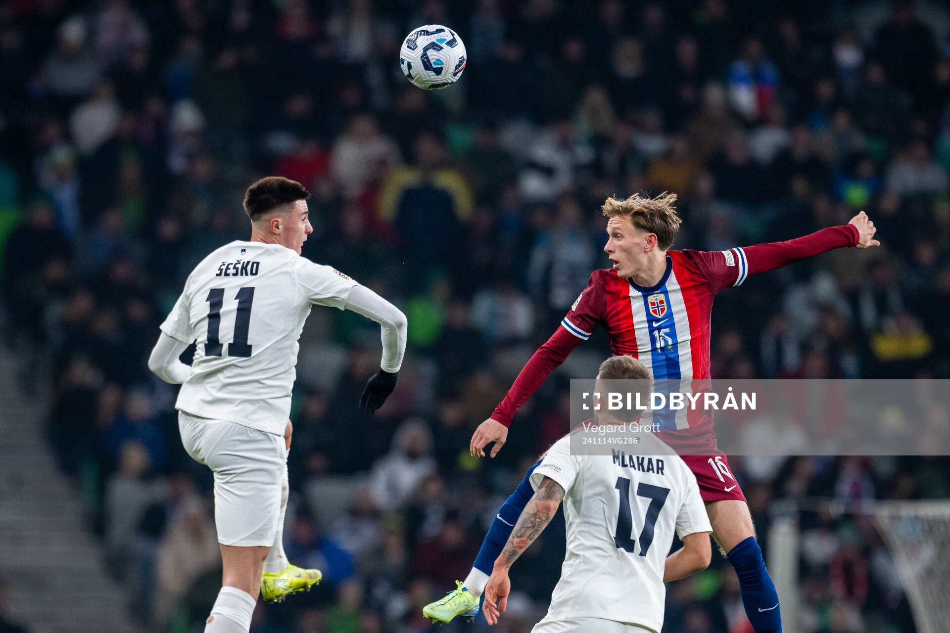 Benjamin Sesko of Slovenia and Marcus Holmgren Pedersen of