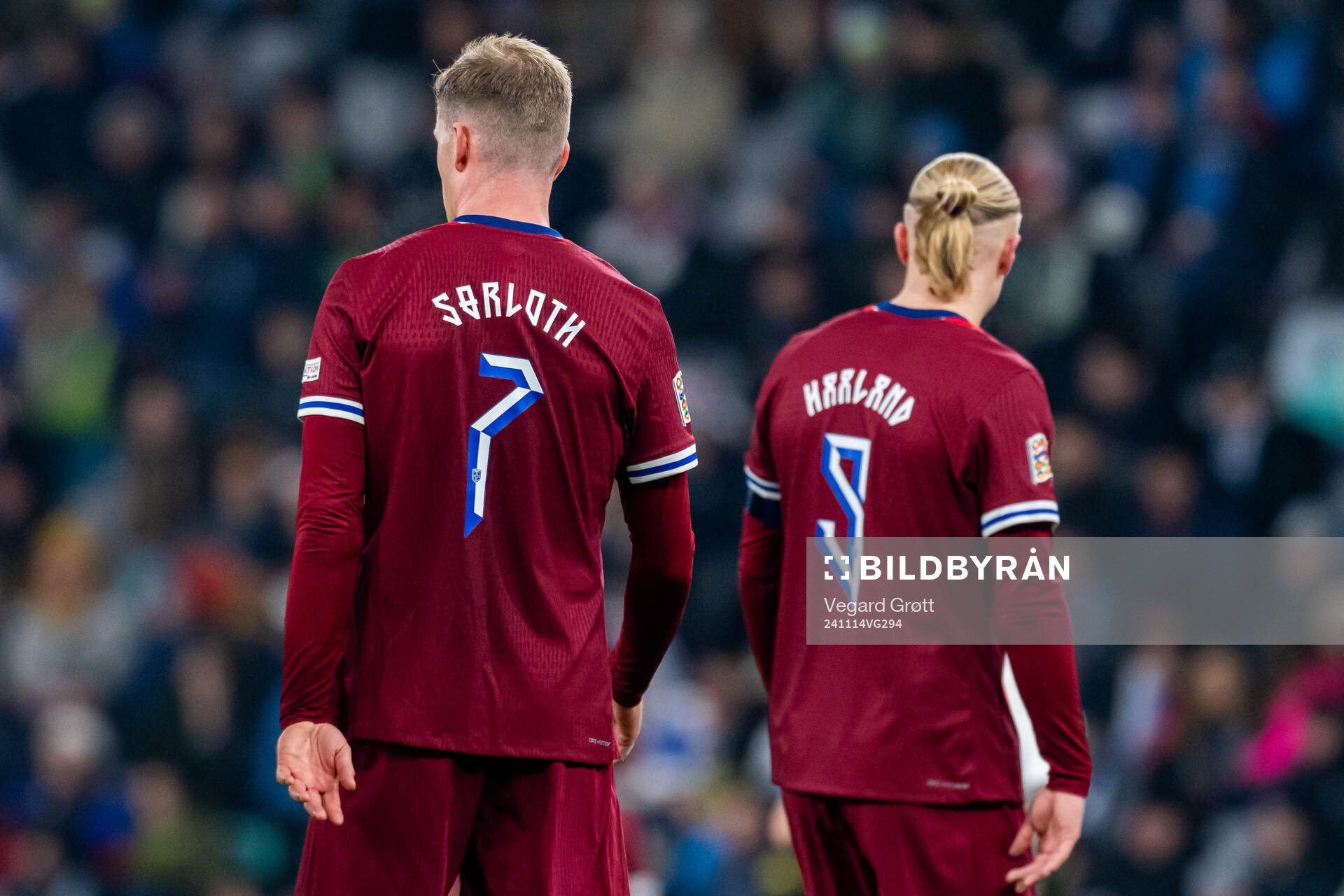 Alexander Sørloth and Erling Braut Haaland of Norway