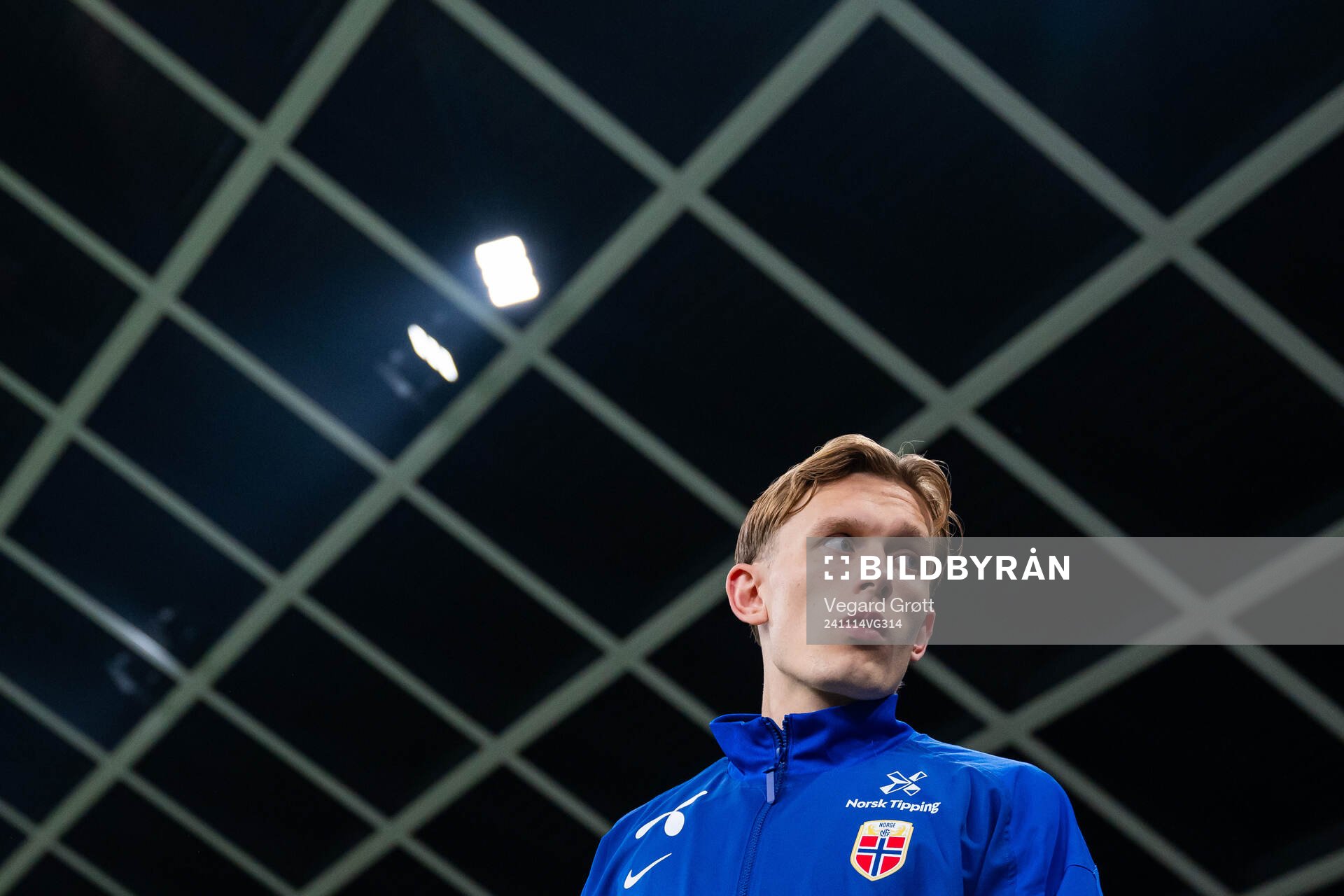 Marcus Holmgren Pedersen of Norway enters the pitch