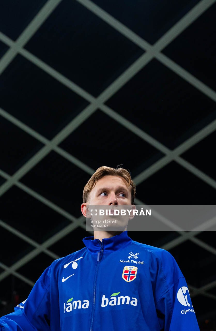 Marcus Holmgren Pedersen of Norway enters the pitch