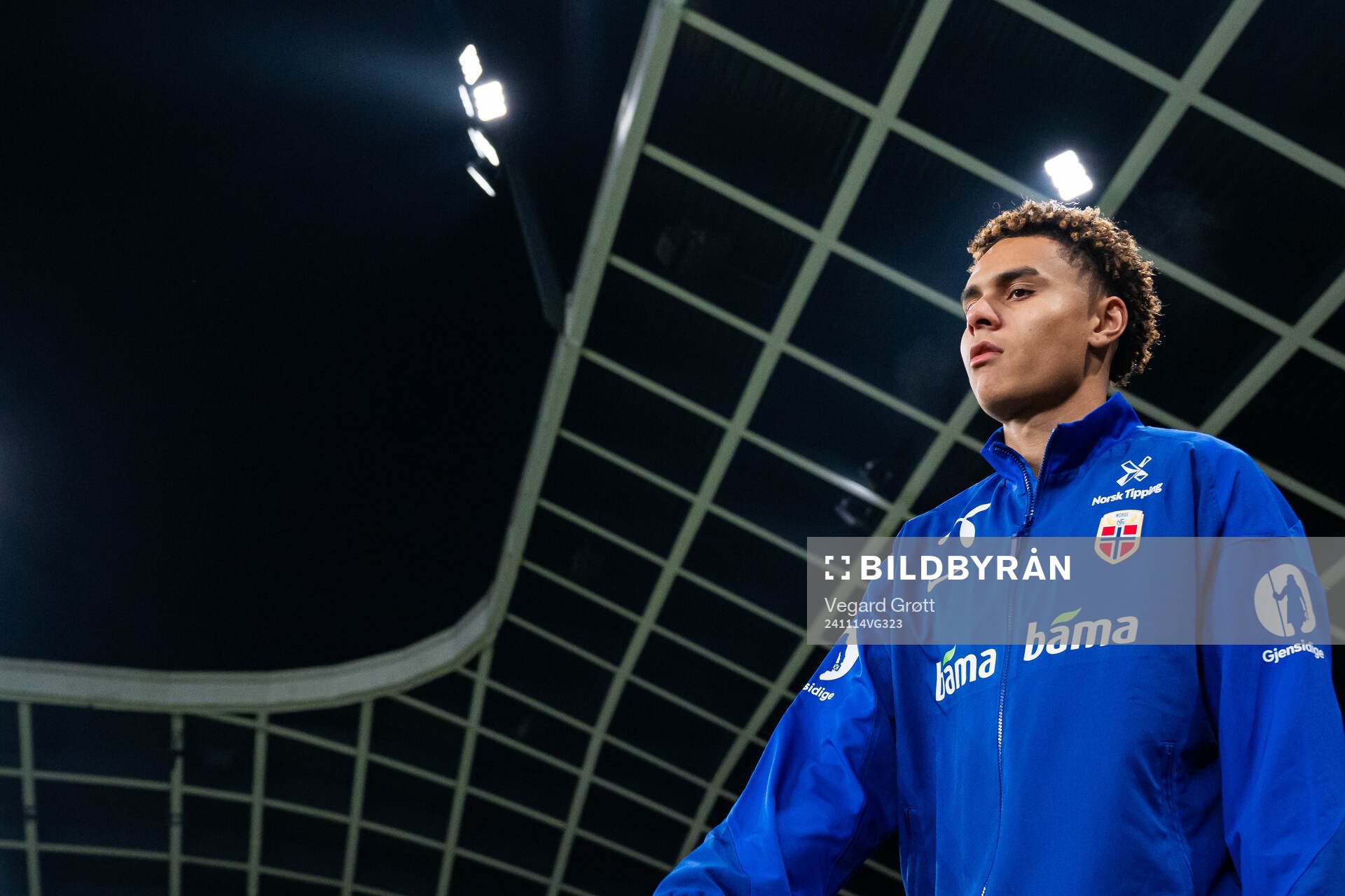 Antonio Nusa of Norway enters the pitch
