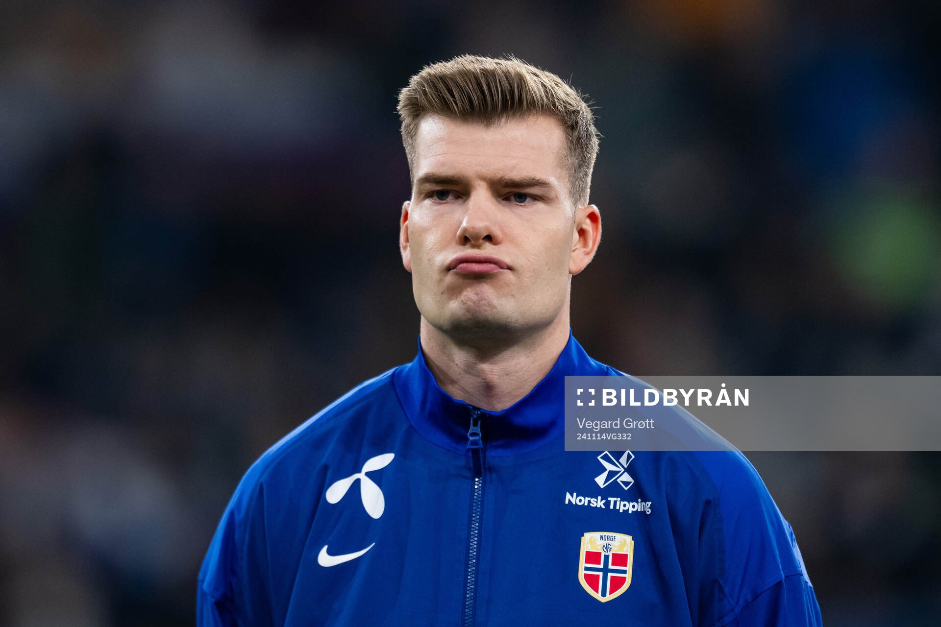 Alexander Sørloth of Norway line up