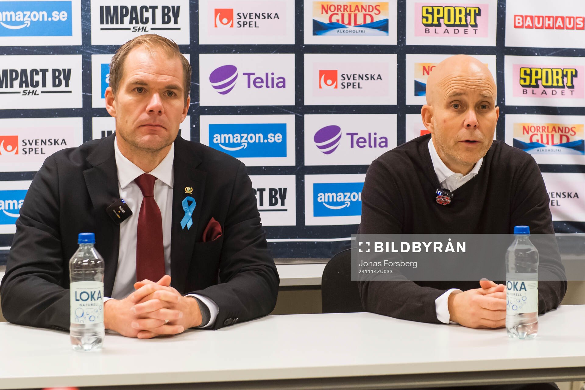Färjestads tränare Thomas Mitell och Modos assisterande