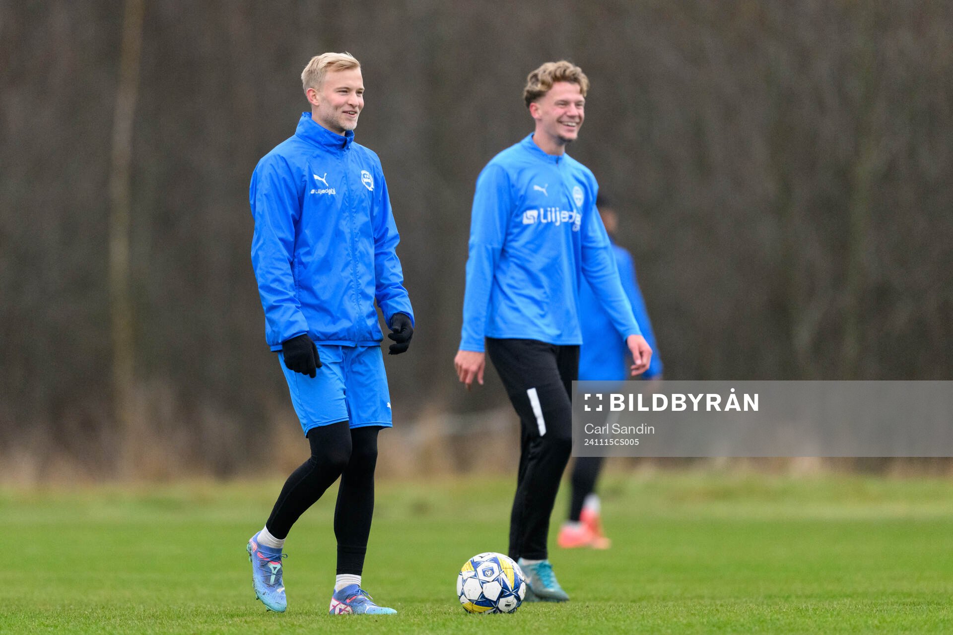 Johan Rapp under en träning med det allsvenska fotbollslaget Värnamo den 15 november 2024 i Värnamo. 